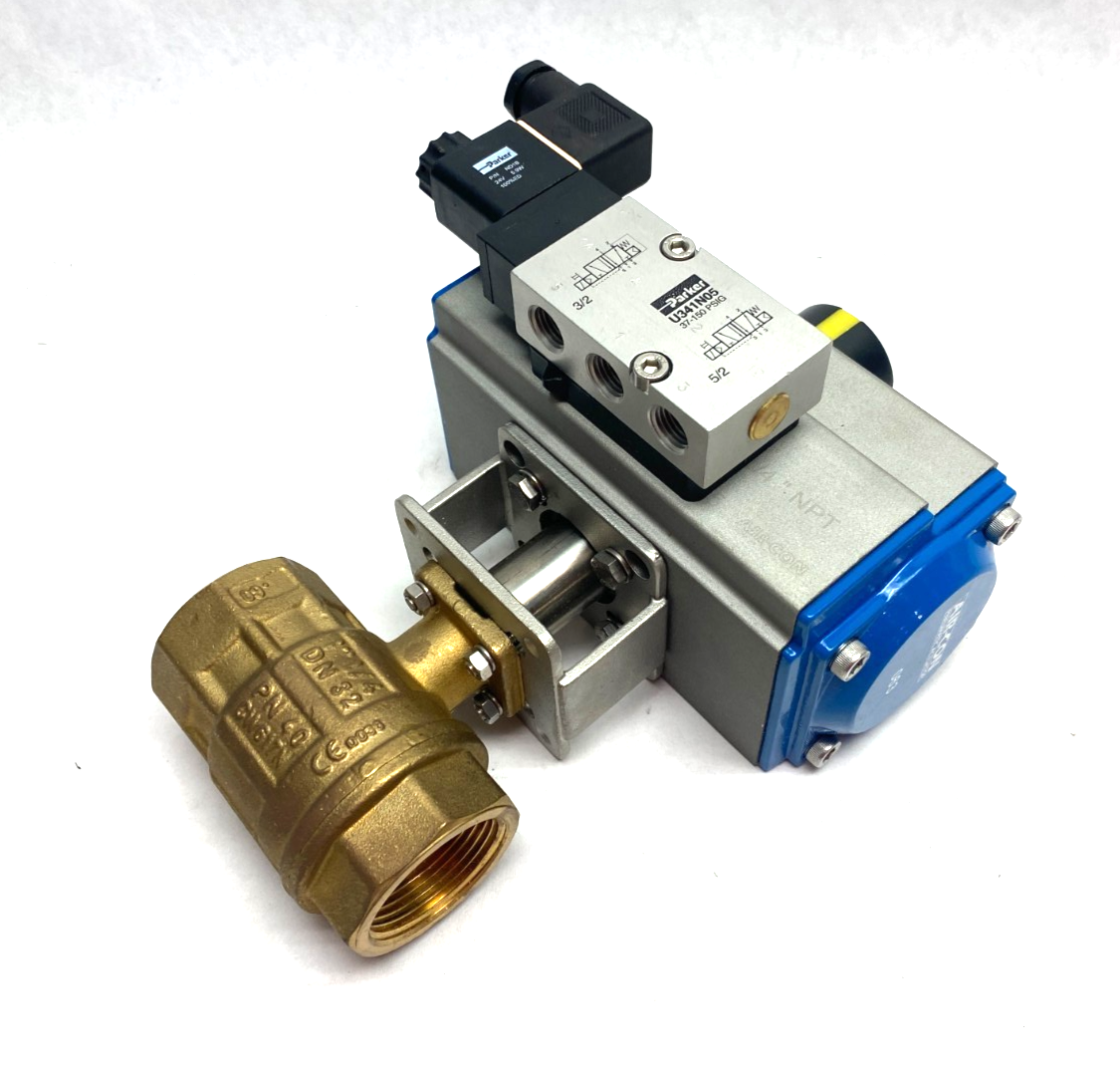 Air-Con SR063B Pneumatic Actuator w/ EX9 03 10 51337 001 Brass Ball Valve - Maverick Industrial Sales