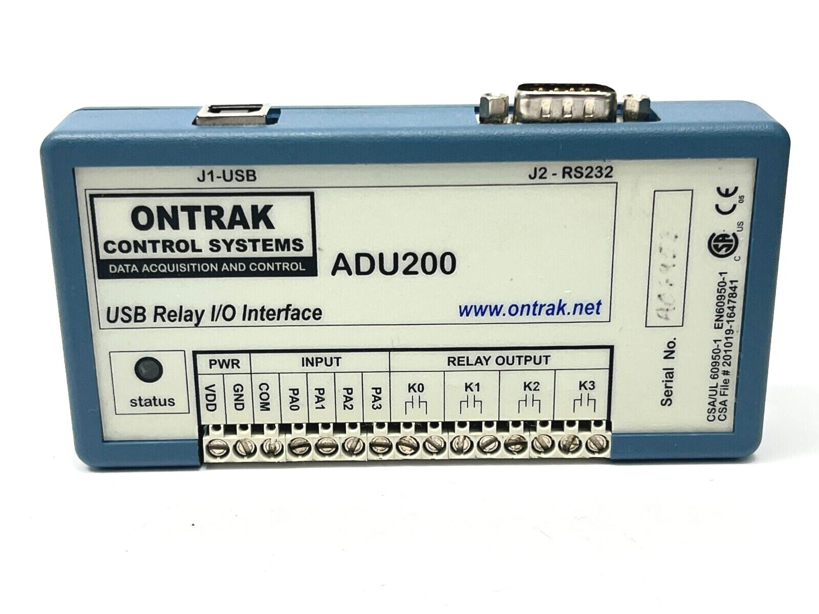 Ontrak Control Systems ADU200 USB Relay Interface I/O - Maverick Industrial Sales