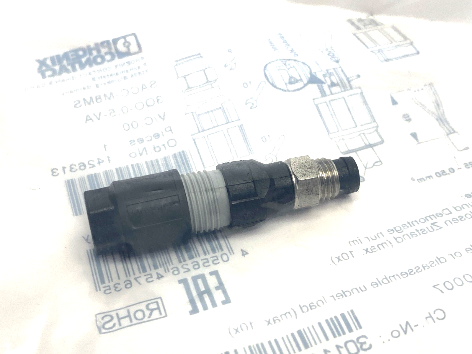 1426313,SACC-M 8MS-3QO-0,5-VA | Phoenix Contact SACC-M 8MS-3QO-0,5-VA Connector 3-Pin Male M8 1426313 - New - Maverick Industrial Sales
