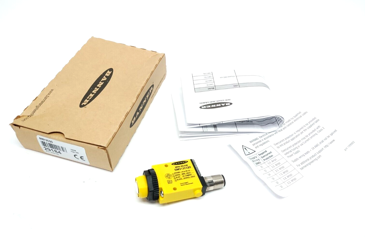 Banner SM312CQD Mini-Beam Infrared Photoelectric Sensor, 1 NPN, 1 PNP, 29184 - Maverick Industrial Sales