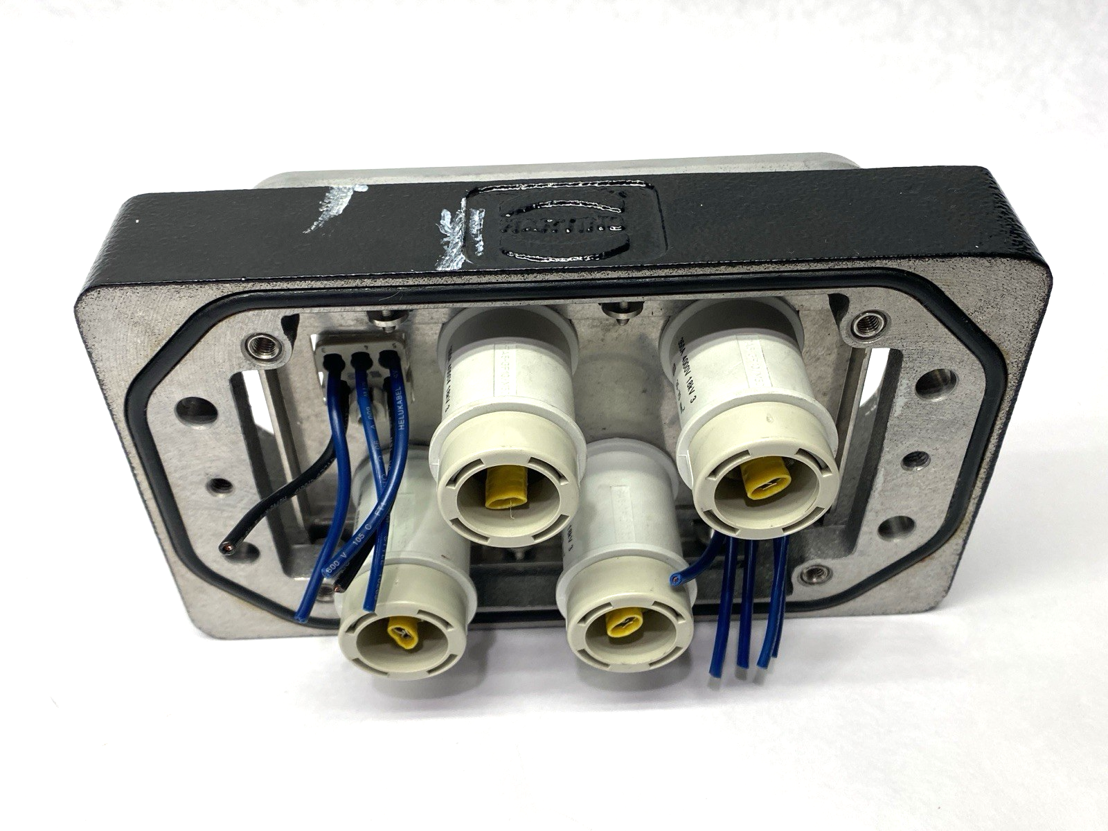 Harting 09400480311 Base Panel Han 48 HPR w/ x4 09110012651 Male Insert DAMAGED - Used - Maverick Industrial Sales