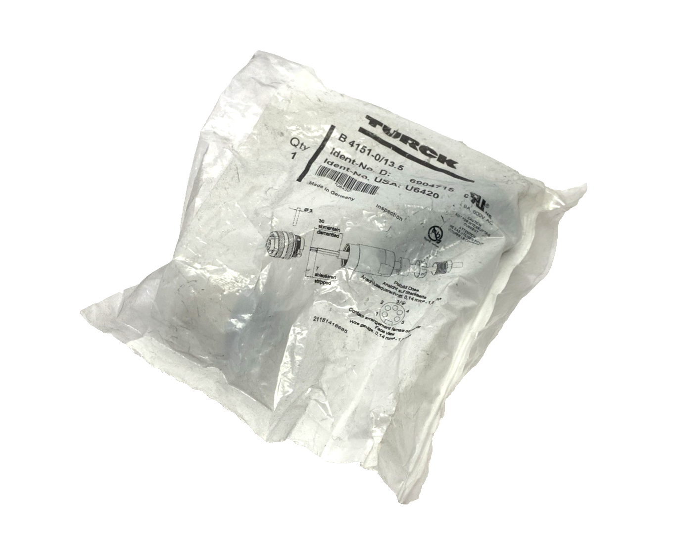 Turck B 4151-0/13.5 Field Wireable Connector 7/8” Female 5-Pin U6420 - Maverick Industrial Sales