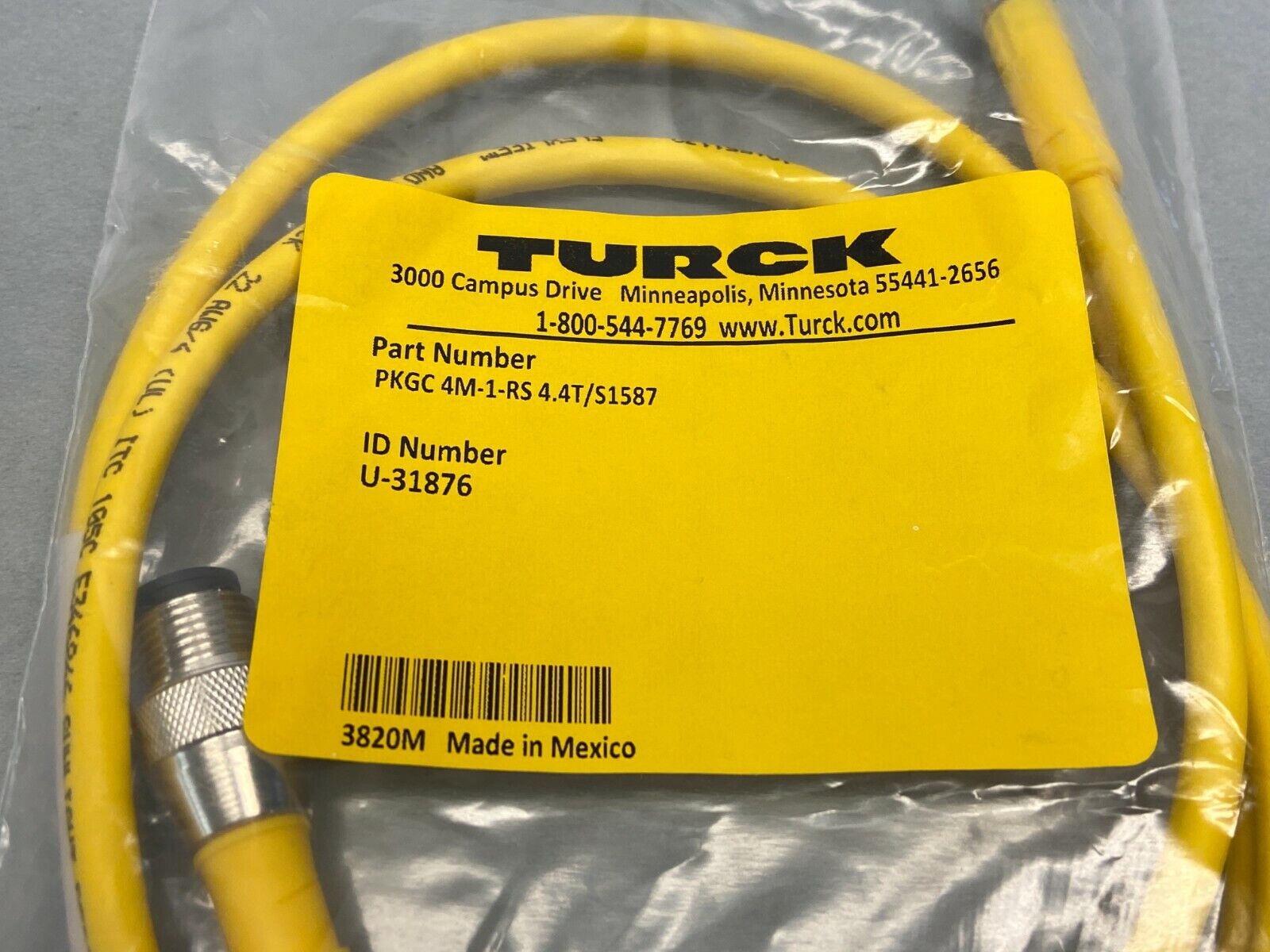 Turck PKGC 4M-1-RS 4.4T/S1587 Double-Ended Cordset U-31876 - Maverick Industrial Sales