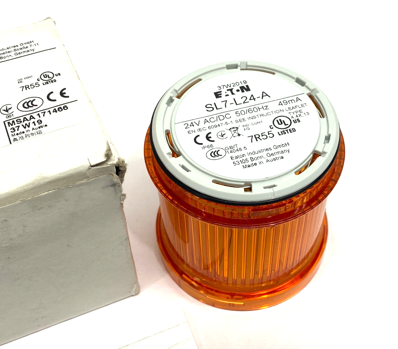Eaton SL7-L24-A Stack Light Amber Signal Module, 70mm, Continuous Orange LED - Maverick Industrial Sales