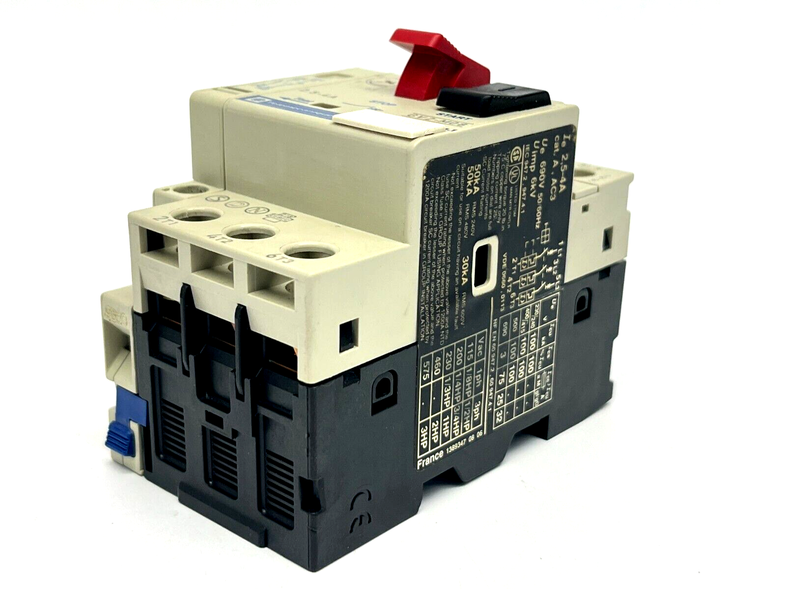 Telemecanique GV2-M08 Motor Circuit Breaker 2.5-4A w/ GV2-AN11 Auxiliary Block - Maverick Industrial Sales