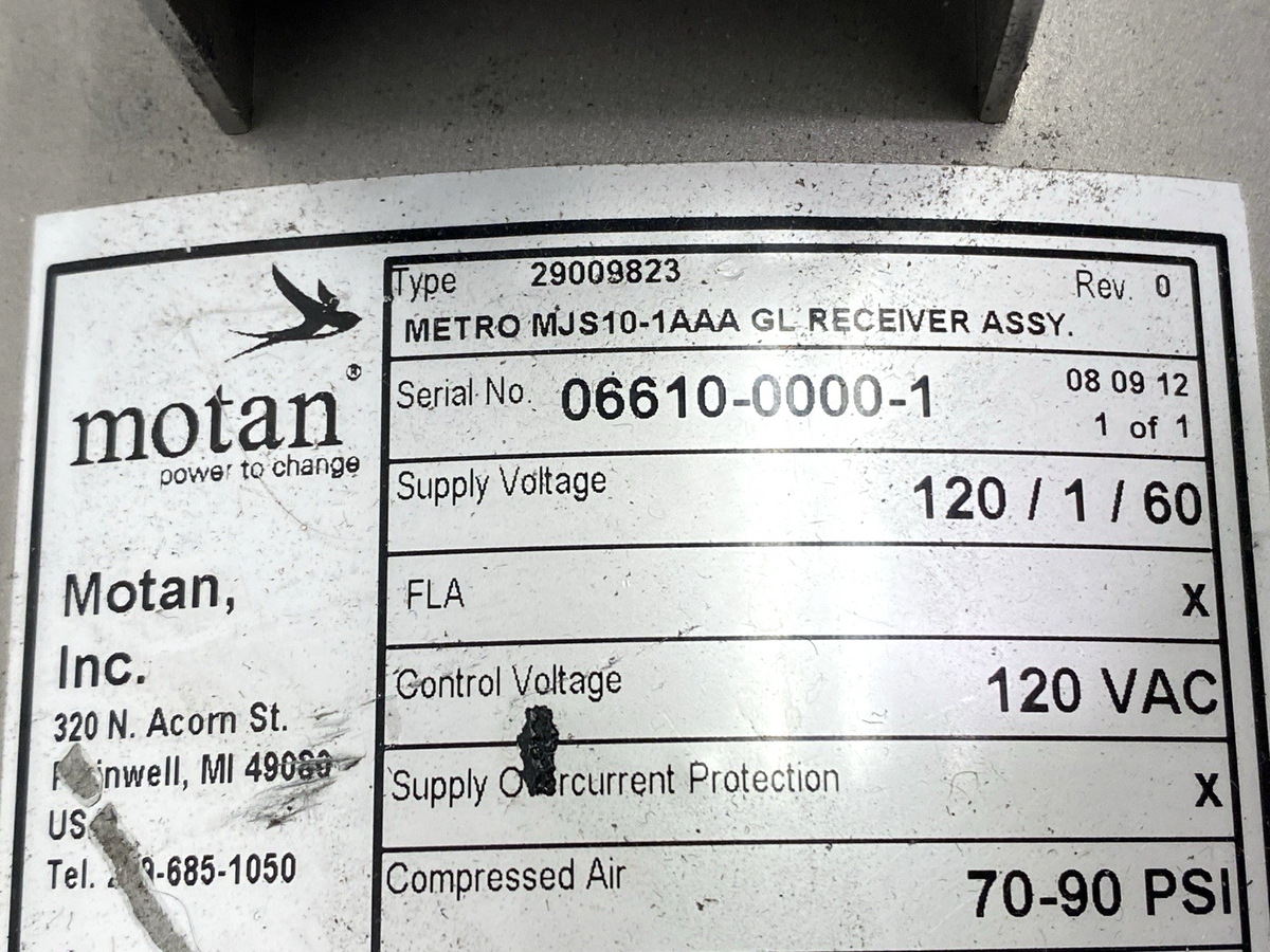 MJS10-1AAA | Motan Rev. 0 Metro Vacuum Receiver Assembly 120VAC 29009823 NO LID - Used - Maverick Industrial Sales