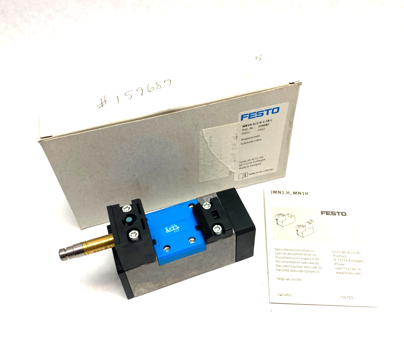 Festo MN1H-5/2-D-1-FR-C Solenoid Valve 5/2-Way, Monostable 159687 - Maverick Industrial Sales