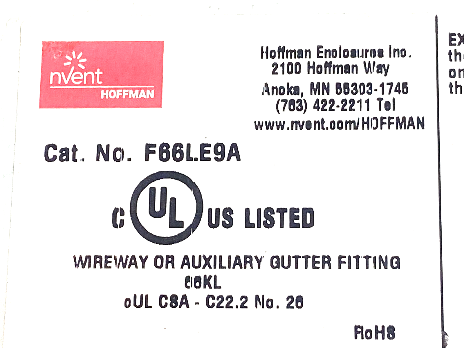 Hoffman F66LE9A Wireway 90 Degree Elbow 6x6 Top-Open - Maverick Industrial Sales