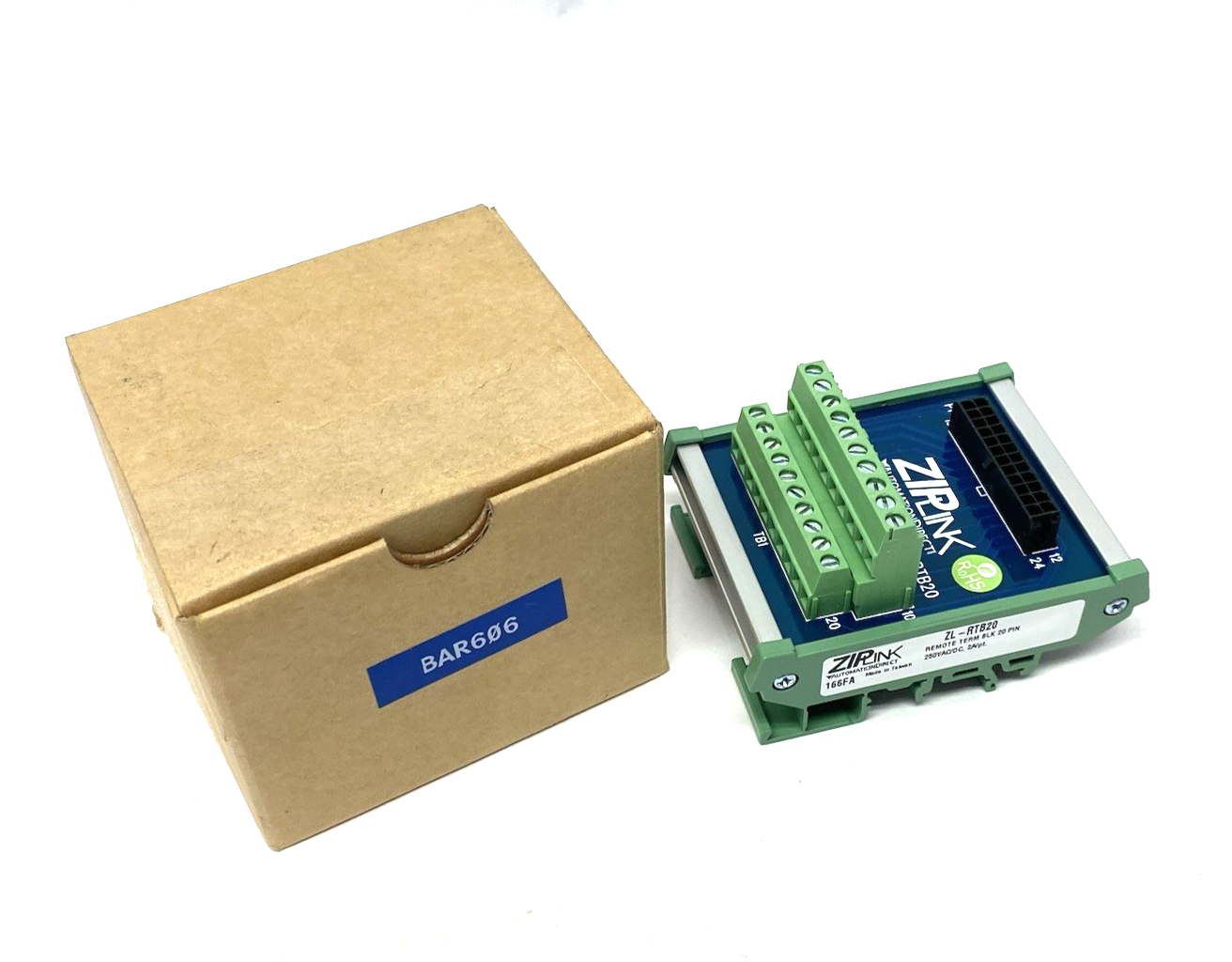 Automation Direct ZL-RTB20 ZIPLink Feedthrough Module, 20-pole, DIN rail mount - Maverick Industrial Sales