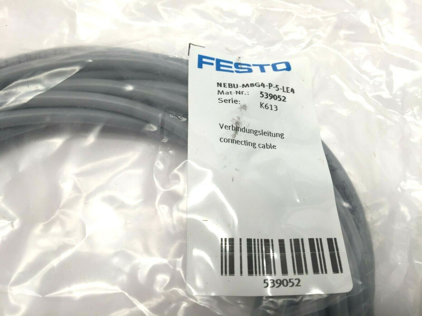 Festo NEBU-M8G4-P-5-LE4 539052 Singled Ended M8 Cordset - Maverick Industrial Sales