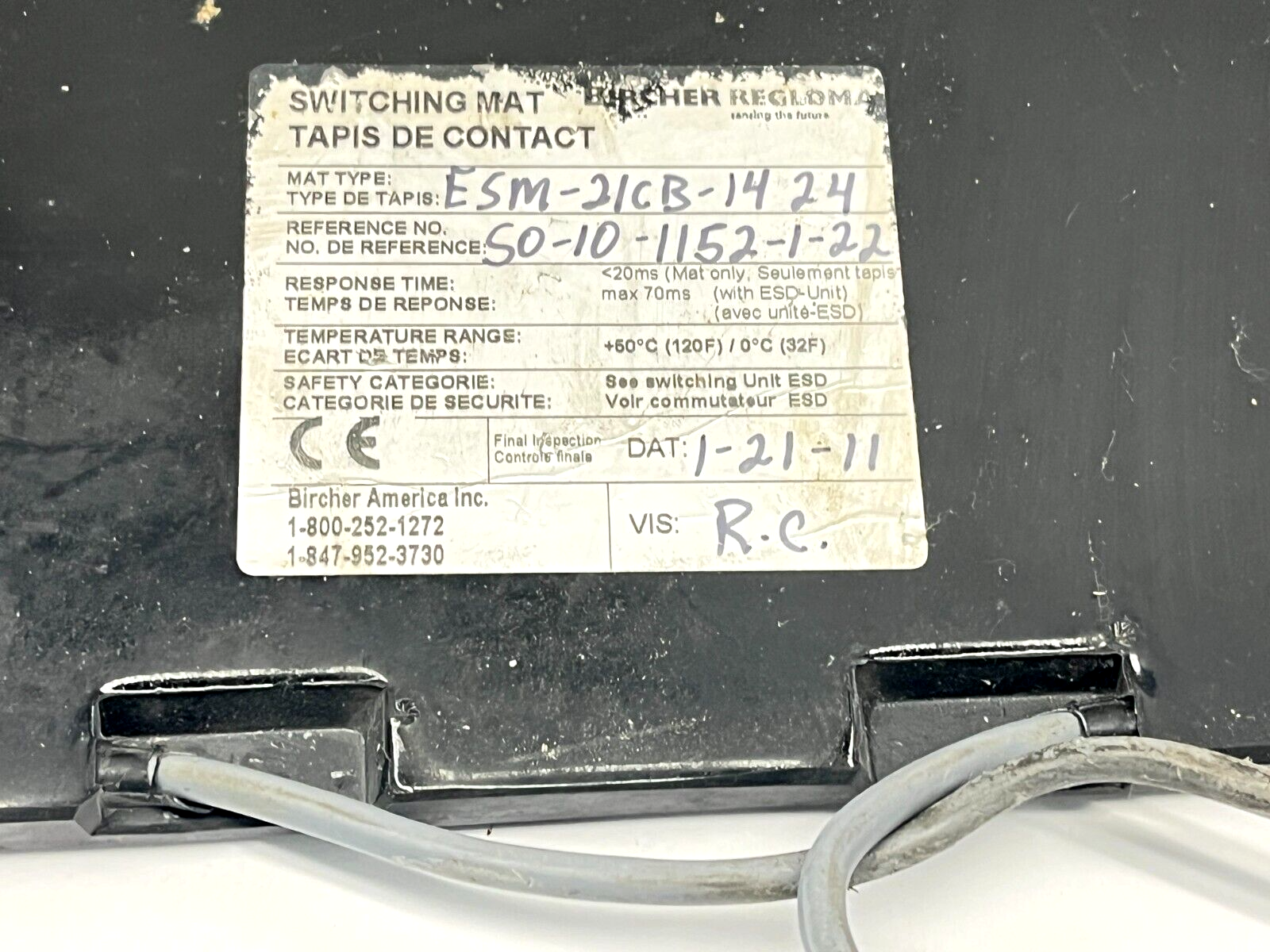 Bircher ESM-21CB-1421 Switching Mat 24x14" 70ms Response Time - Maverick Industrial Sales