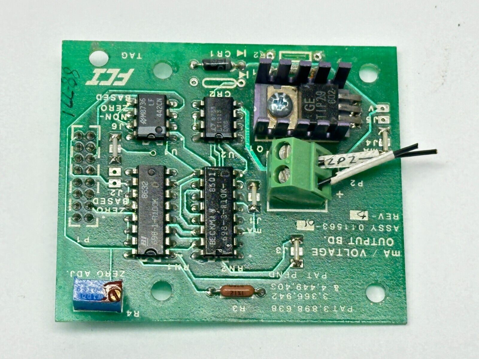 Fluid Components 011563-01 Rev D mA / Voltage Output Board - For parts or not working - Maverick Industrial Sales