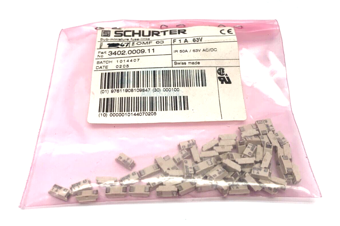 Schurter 3402.0009.11 Surface Mount Fuse Link PACK OF 67 - Maverick Industrial Sales
