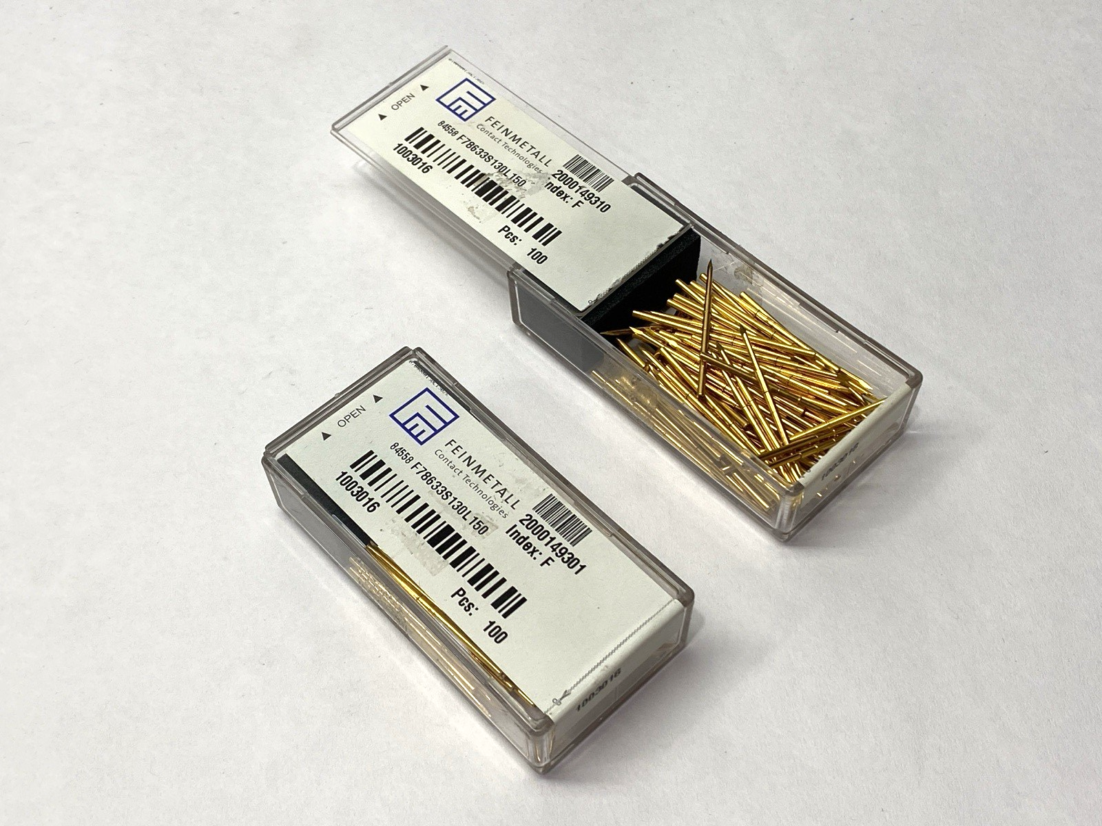 Feinmetall 1003016 Basic Contact Probes 38mm Length F78633S130L150 LOT OF 200 - Maverick Industrial Sales