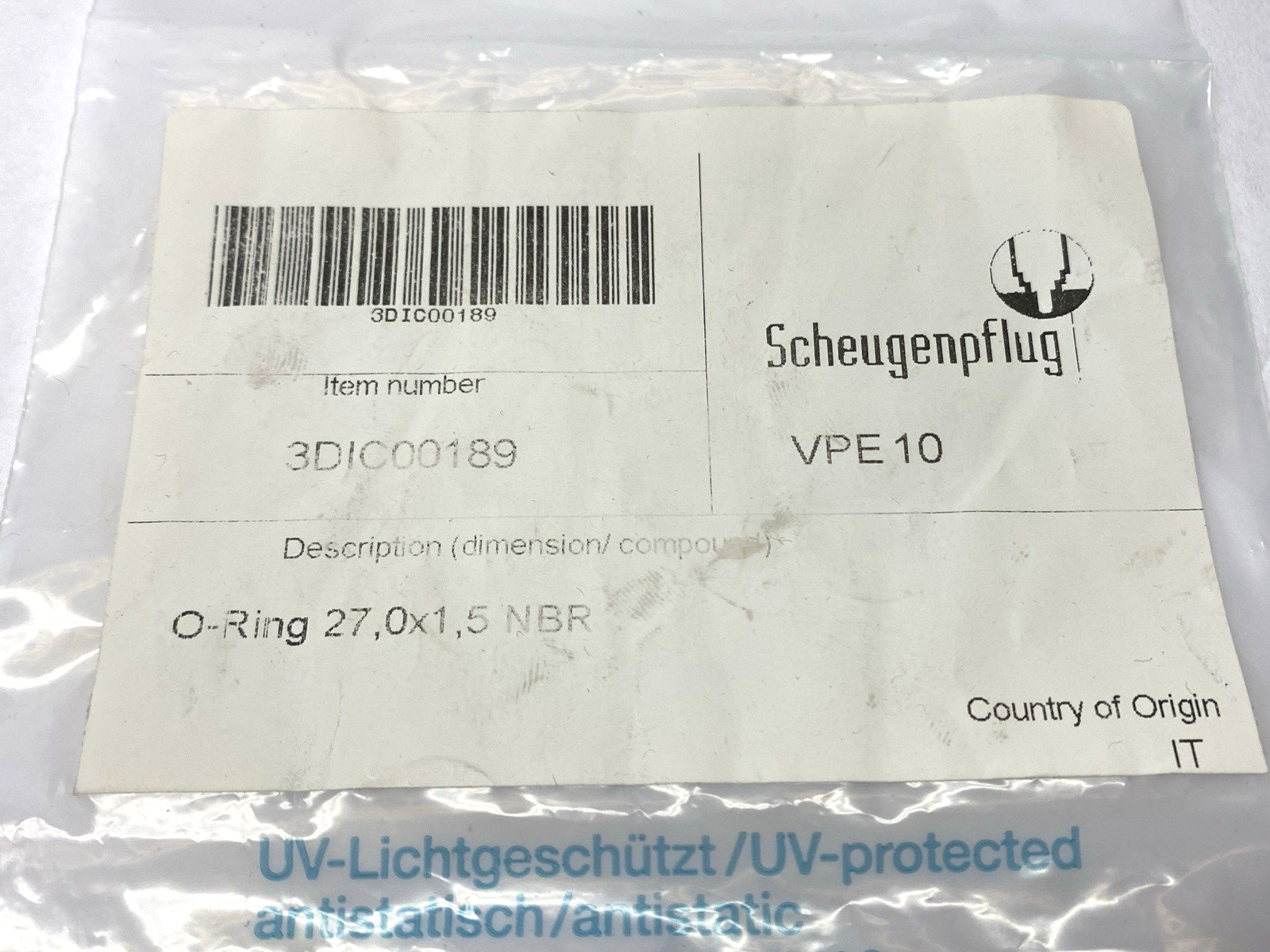 Scheugenpflug 3DIC00189 O-Ring 27mm x 1.5mm NBR LOT OF 9 - Maverick Industrial Sales