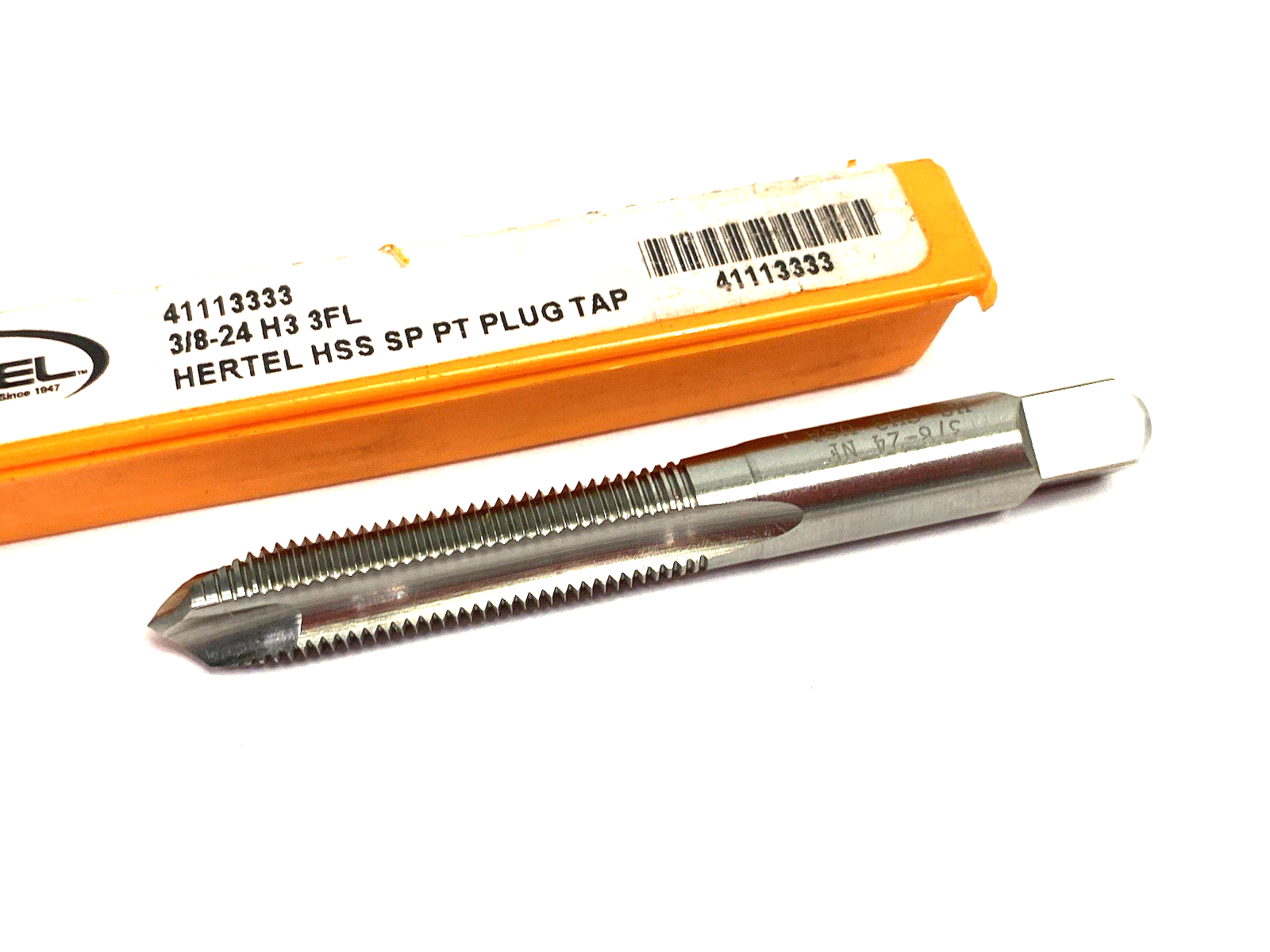 41113333 | Hertel 3/8-24 H3 3FL Hertel HSS Spiral Point Plug Tap Bit - New – Open box - Maverick Industrial Sales