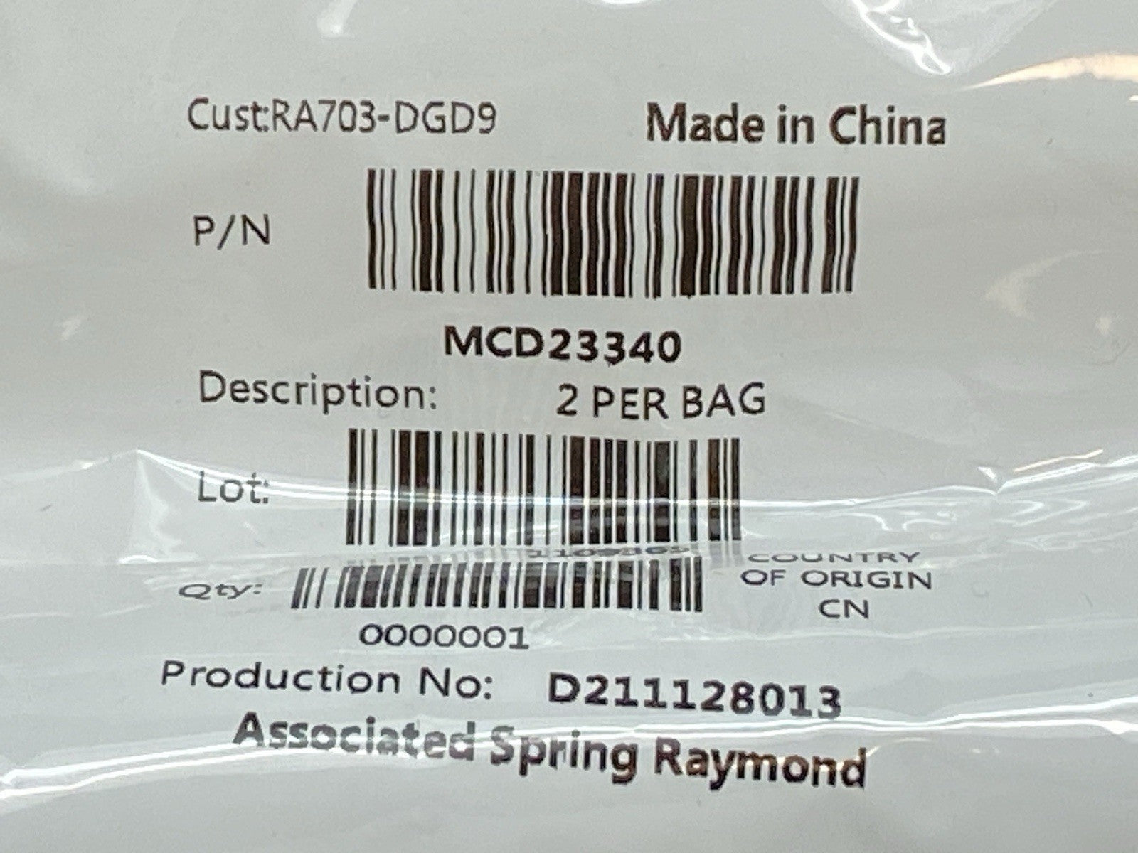 Associated Spring Raymond MCD23340 Compression Spring LOT OF 2 - Maverick Industrial Sales