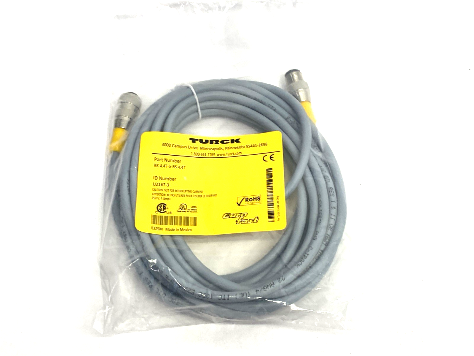 RK 4.4T-5-RS 4.4T | Turck Eurofast Sensor/Actuator Extension Cable U2167-3 - New - Maverick Industrial Sales