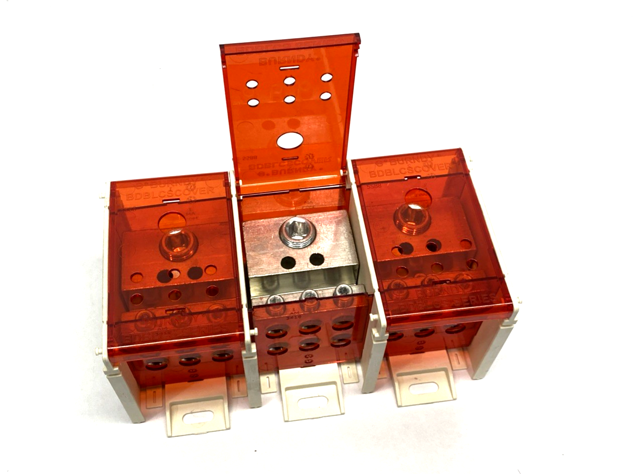 BDBLCS5K3FS | Burndy 3-Pole Finger-Safe Power Distribution Block 600V 310A CU9AL - New – Open box - Maverick Industrial Sales