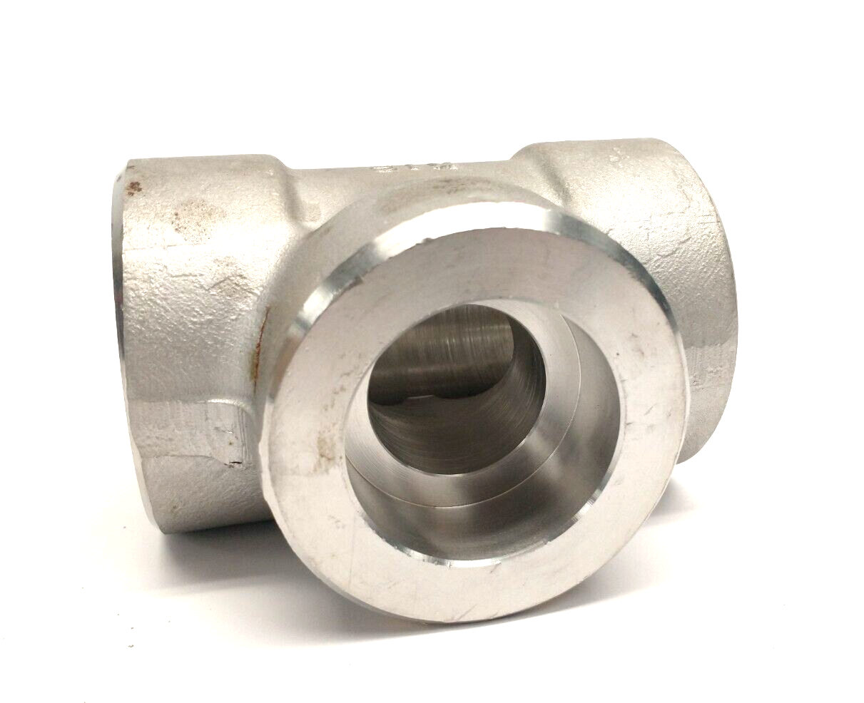 Socket Weld Pipe Tee 304 Stainless Steel 1-1/2" NPS 6000LB SA182 - Maverick Industrial Sales
