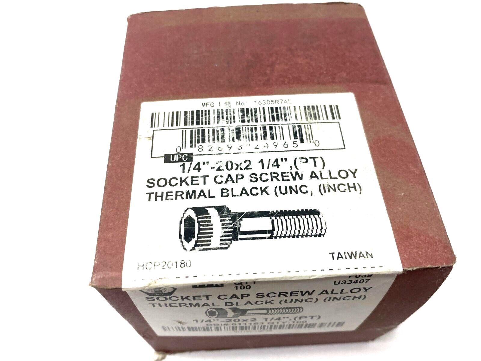 Brighton 011163 Thermal Black Alloy Socket Cap Screw 1/4"-20x2-1/4" BOX OF 100 - Maverick Industrial Sales