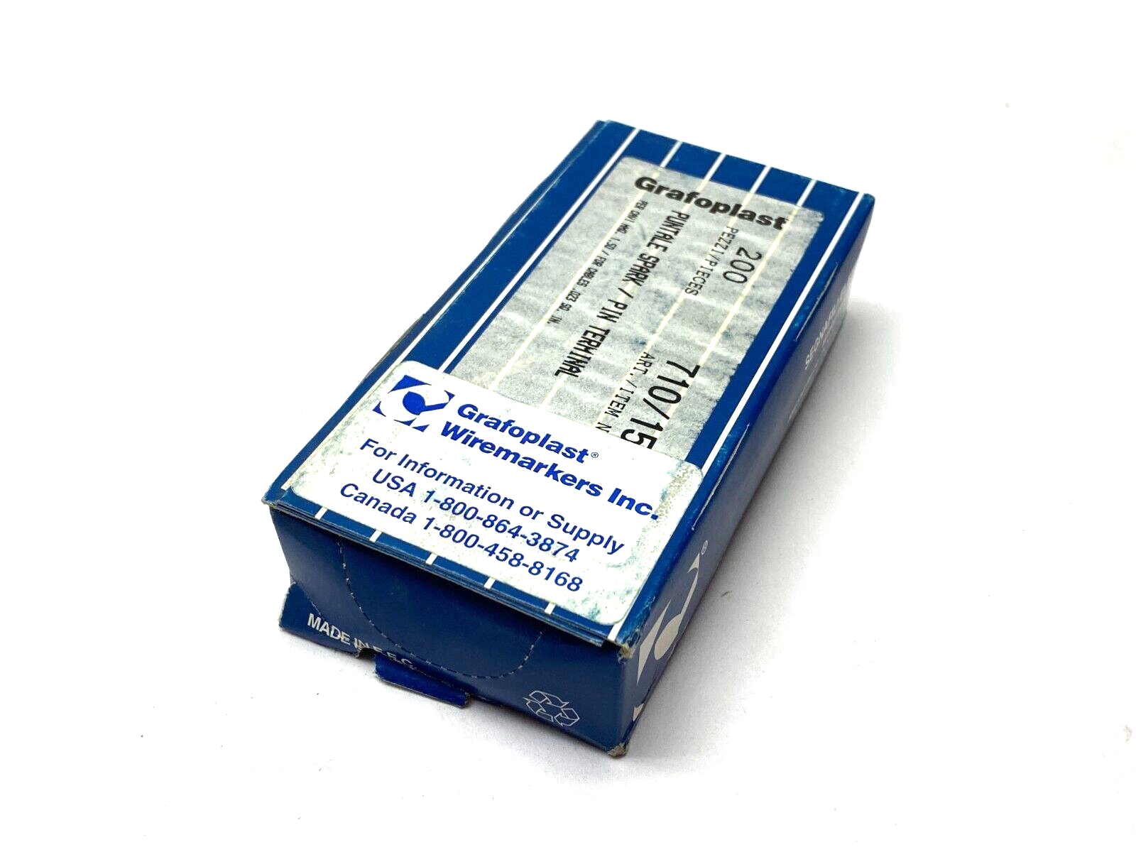 Grafoplast 711/15 14mm Spark Crimp-On Pins for Cable O.D. 1.5mm BOX OF 200 - Maverick Industrial Sales