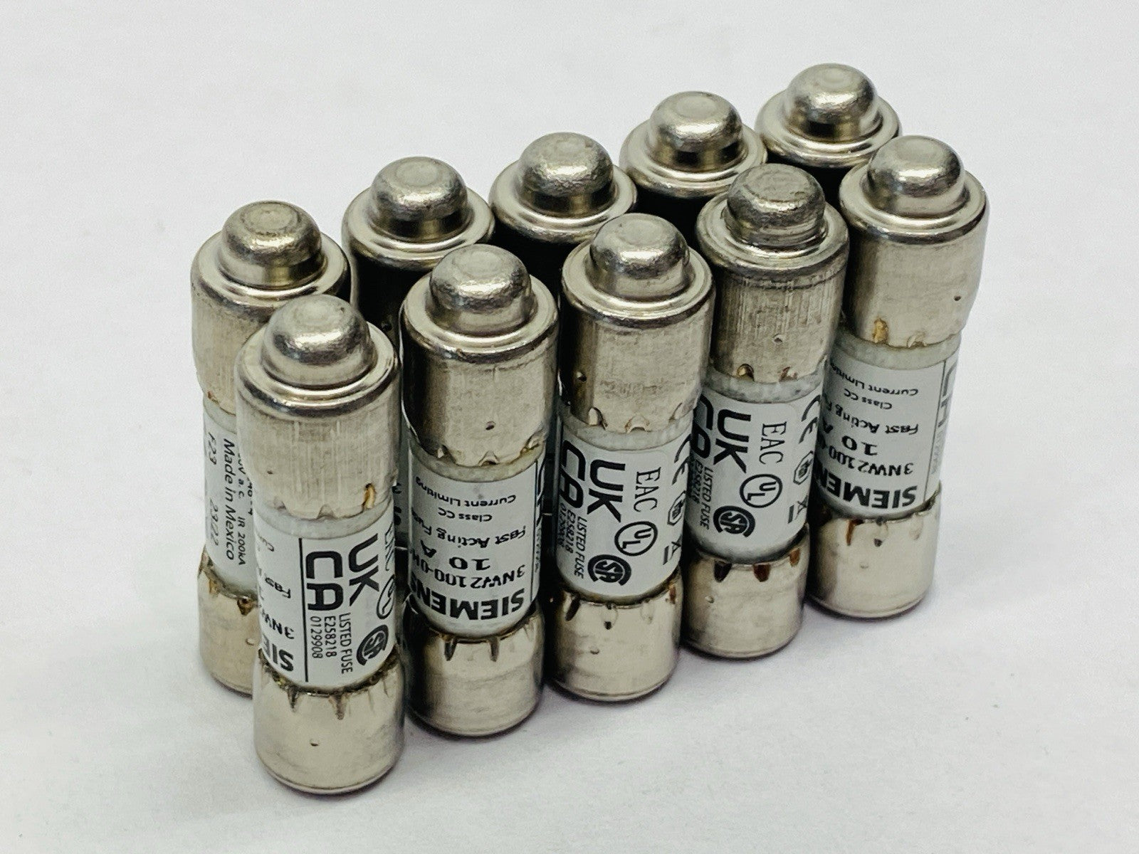 Siemens 3NW2100-0HG Cylindrical Fuse Link Class CC 10A 600V LOT OF 10 - Maverick Industrial Sales