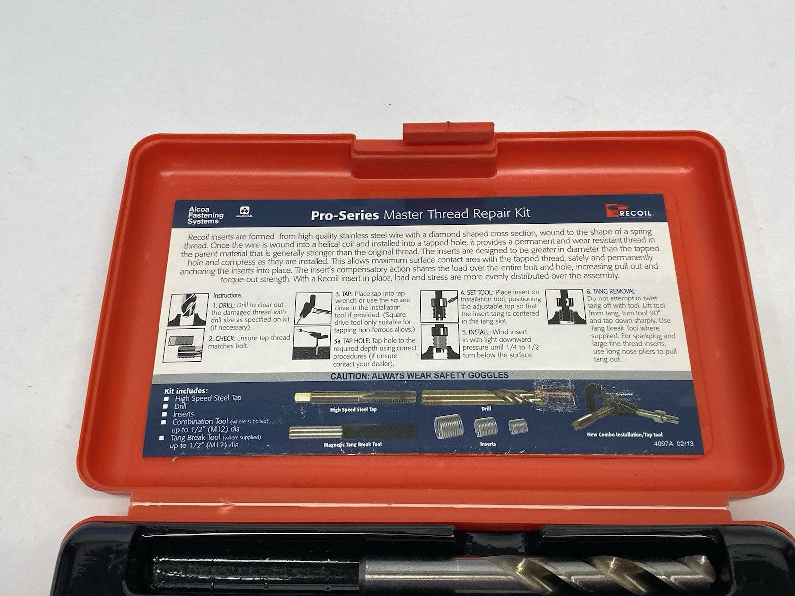 34076 | Recoil Pro Series Helical Insert Thread Repair Kit, 6-Inserts, Each Size - New – Open box - Maverick Industrial Sales