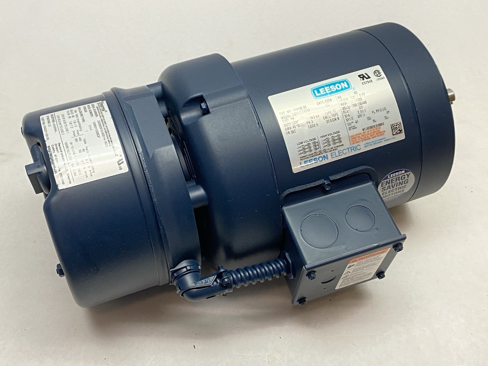 Leeson 114159.00 Electric Brake Motor 1/2HP 1725RPM 208-230/460V 3PH C6T17FC111F - Maverick Industrial Sales