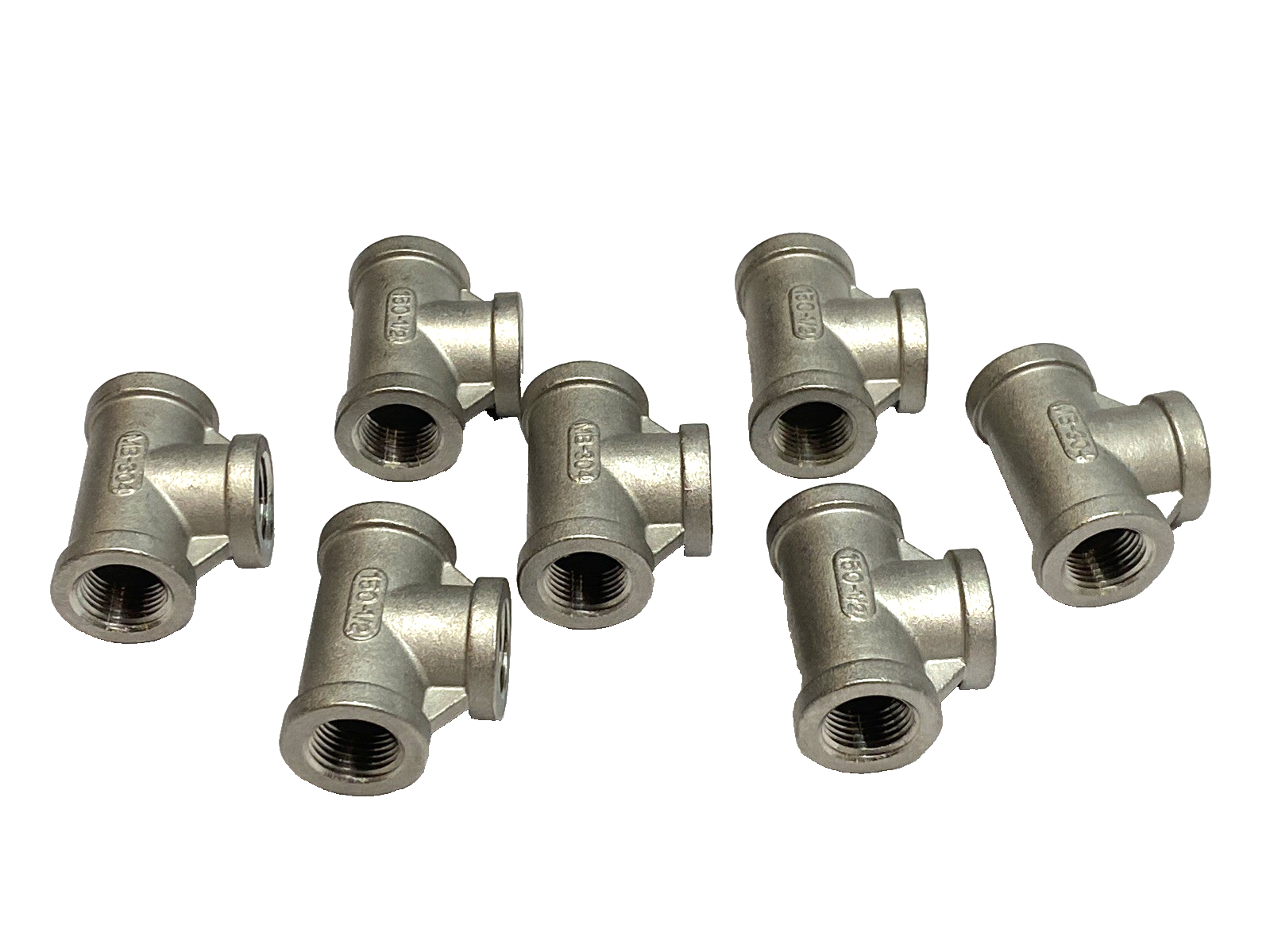 Tee Pipe Fitting 1/2" NPT 304 Stainless Steel LOT OF 7 - Maverick Industrial Sales