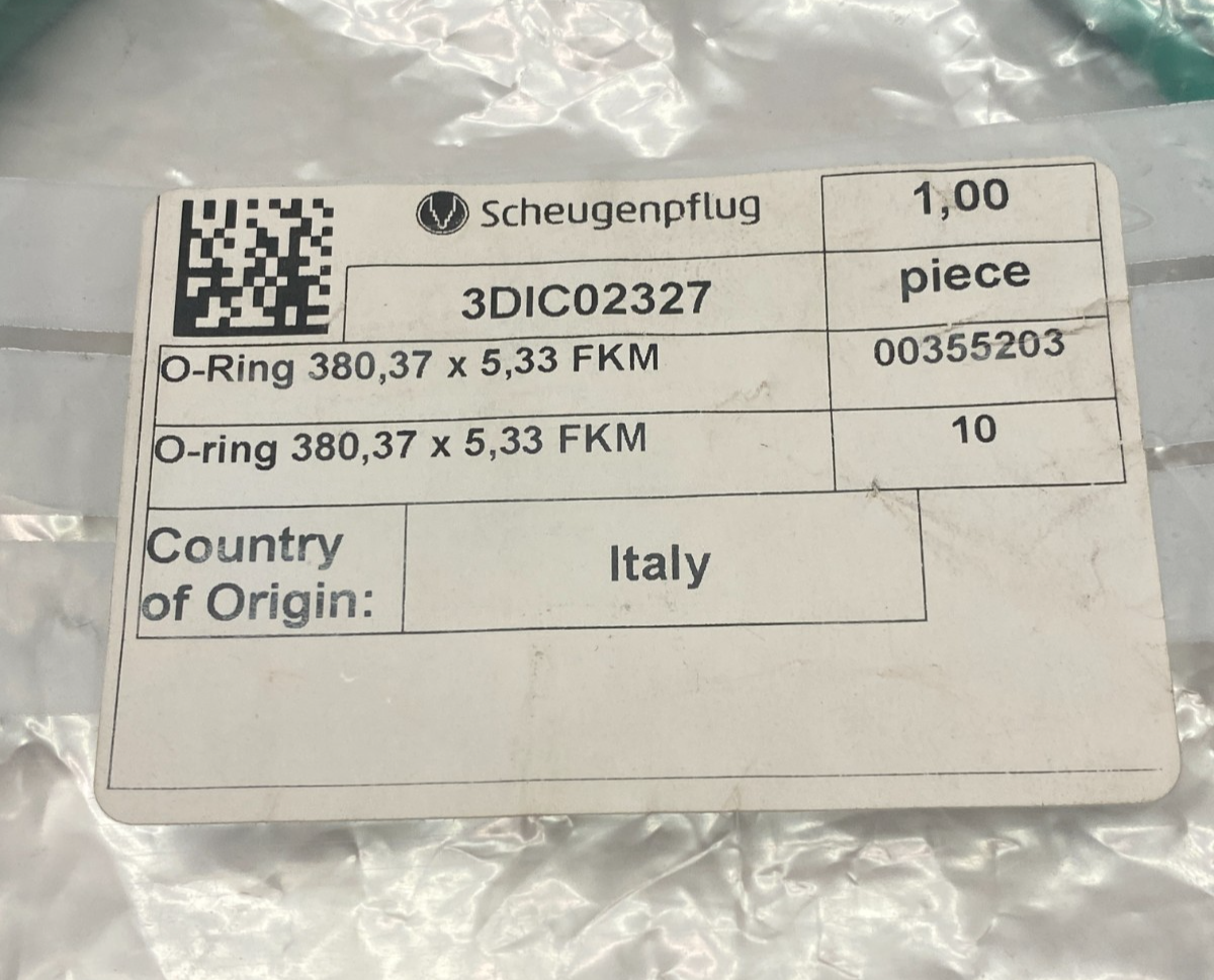 Scheugenpflug 3DDIC02327 O-Ring 380,37 x 5,33 FKM PKG OF 10 - Maverick Industrial Sales