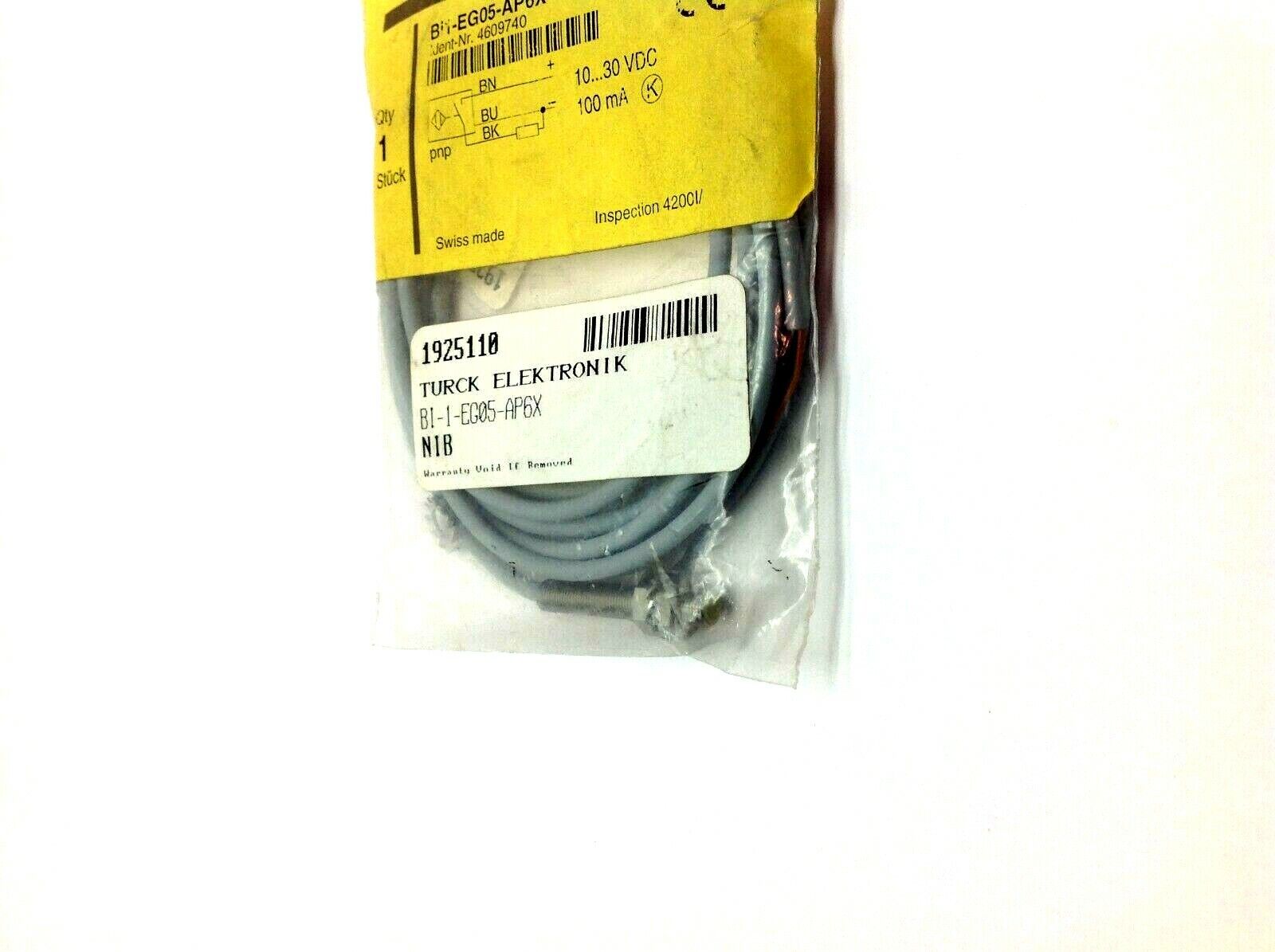 Turck BI-1-EG05-AP6X Inductive Sensor 10-30VDC 100mA - Maverick Industrial Sales