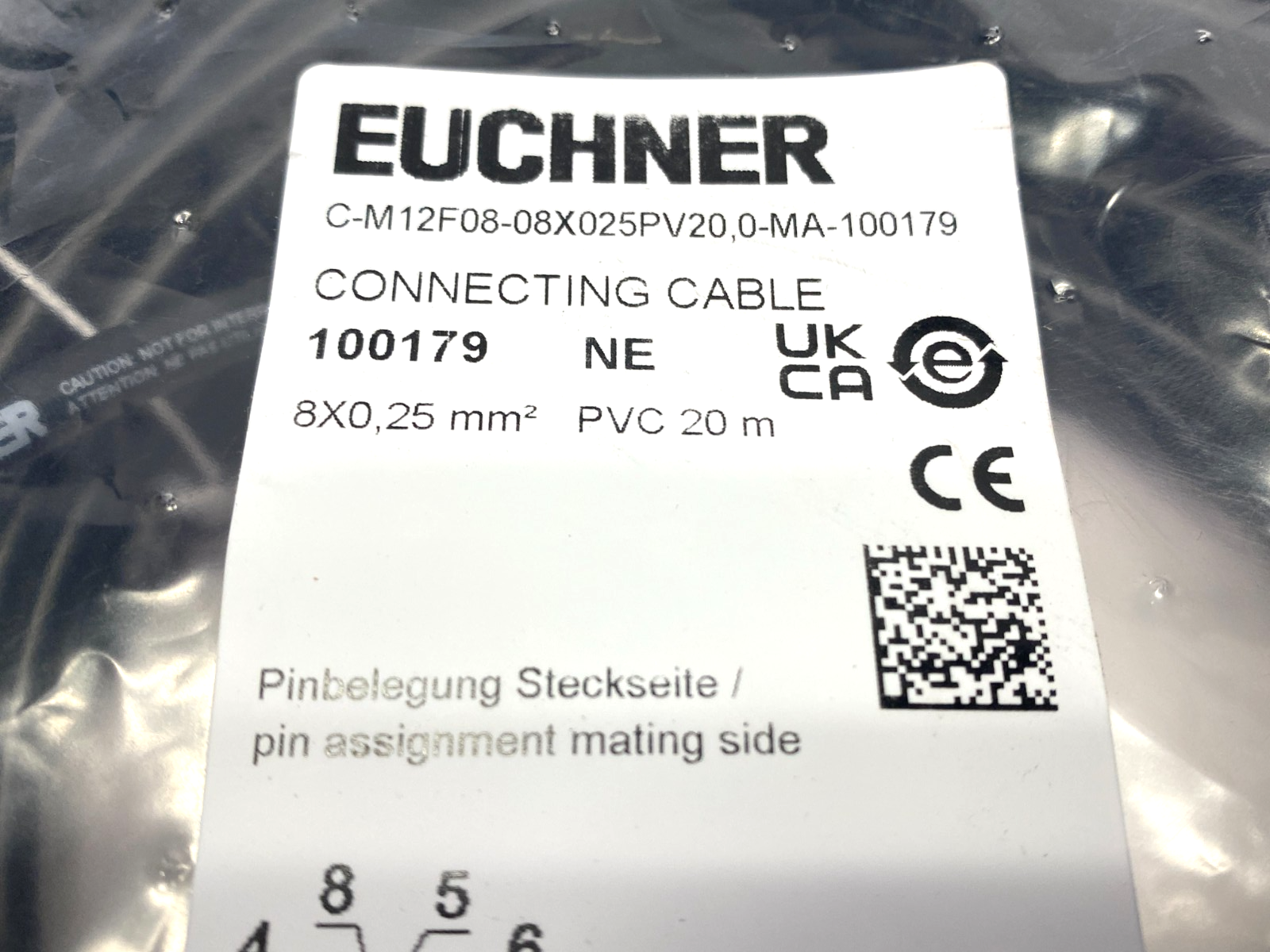 C-M12F08-08X025PV20,0-MA-100179 | Euchner Connecting Cable M12 8-Pin 20m 100179 - New - Maverick Industrial Sales