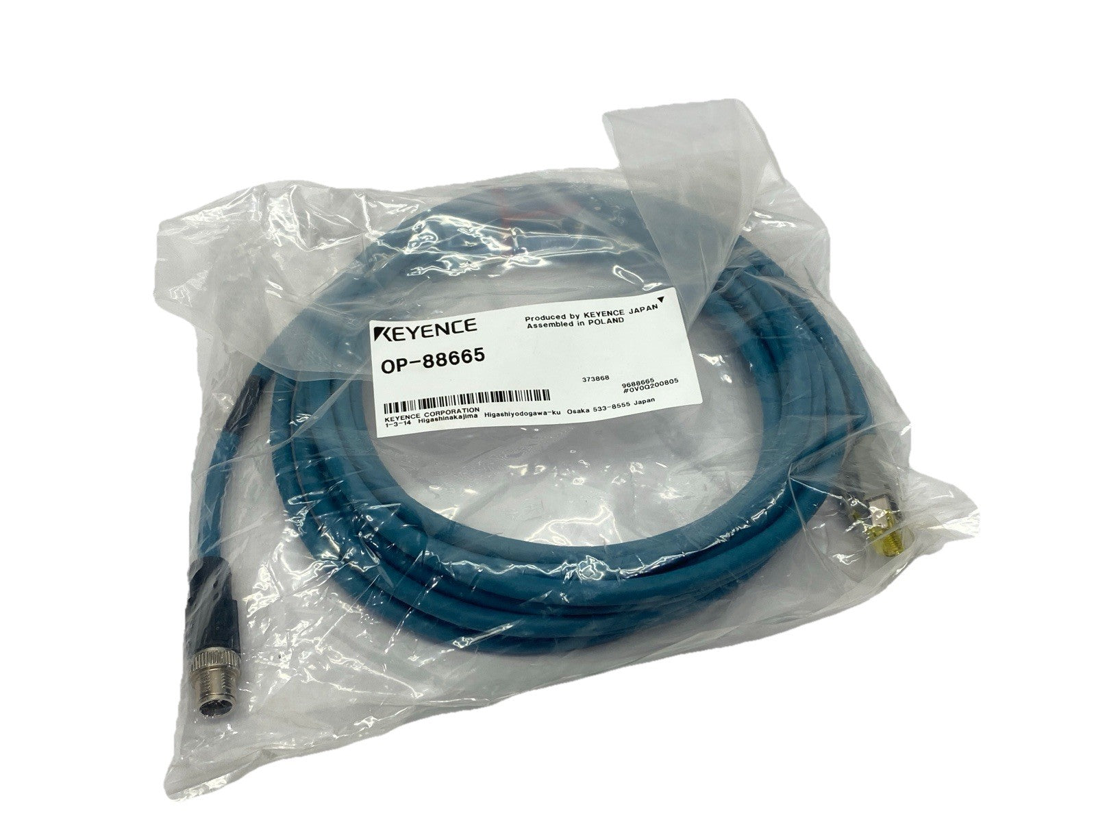Keyence OP-88665 Ethernet Cable Male M12 8-Pin x RJ45 5m - Maverick Industrial Sales