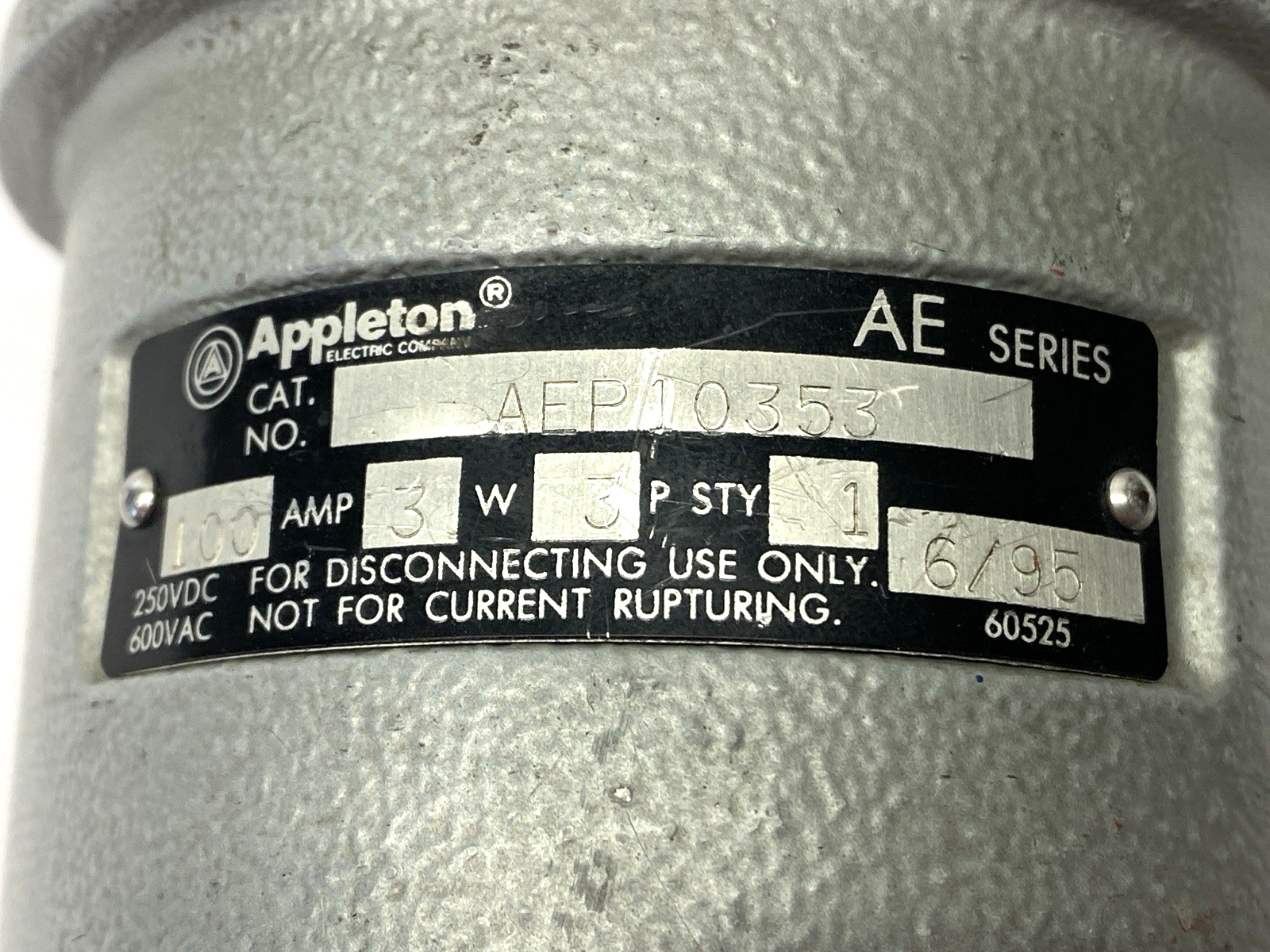 AEP10353 | Appleton Industrial Weatherproof Sleeve NO MALE PLUG - Used - Maverick Industrial Sales