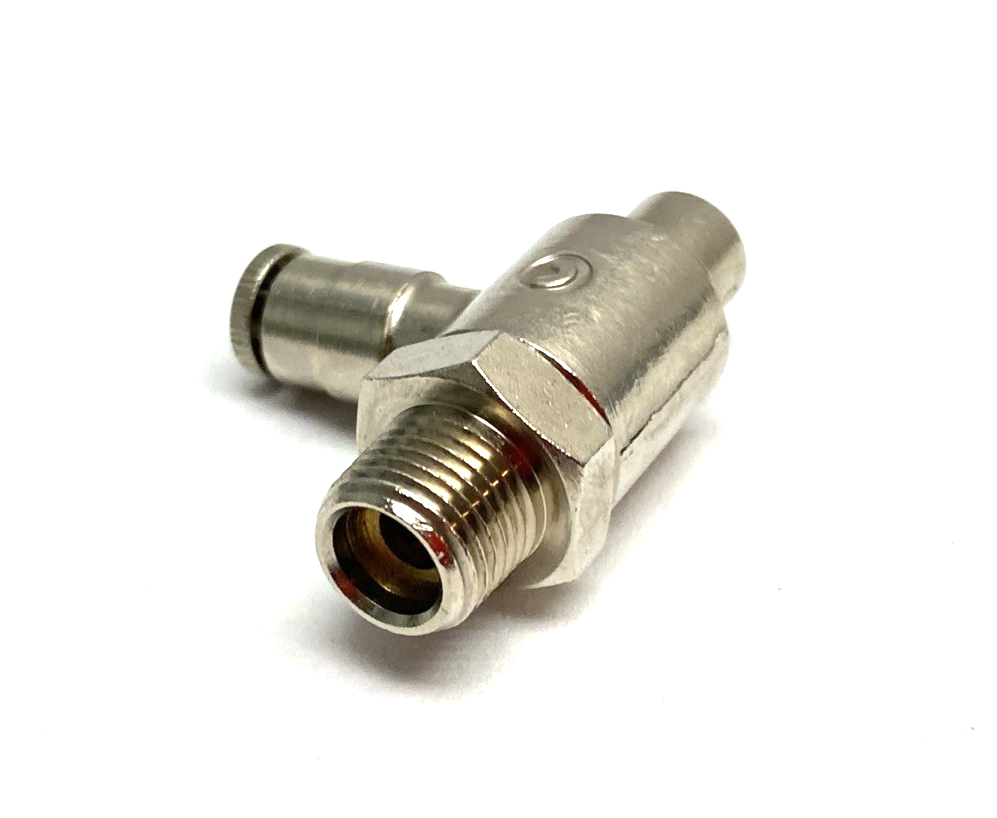 Camozzi GSCU-53-02 Right Angle Flow Control Valve 1/8" NPT to 5/32" Tube O.D. - Maverick Industrial Sales