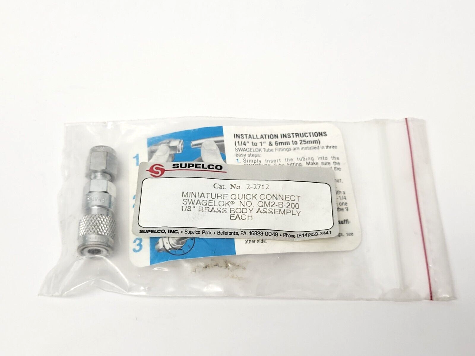 Swagelok Miniature Quick Connect Brass Body Assembly 1/8" - Maverick Industrial Sales