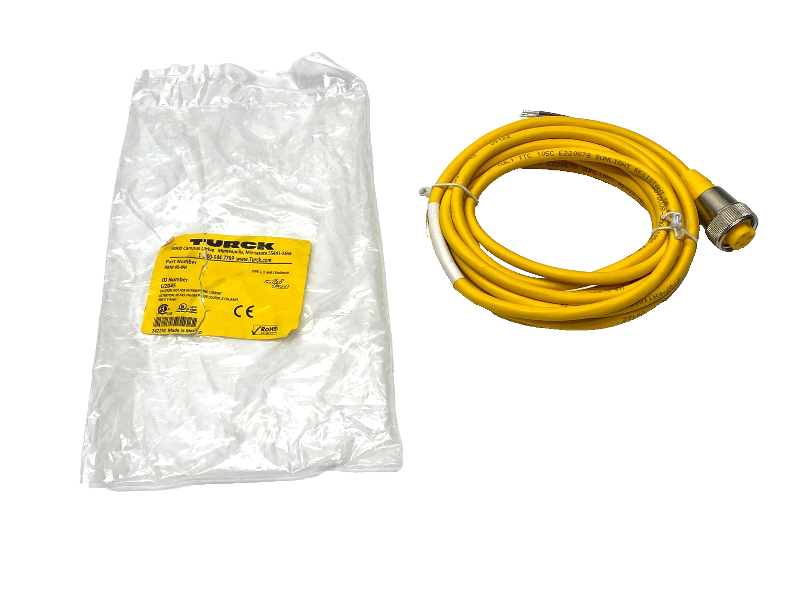 RKM 40-4M | Turck Minifast Connector Cordset 7/8"-16UN Female 4-Pin 4m U2045 - New – Open box - Maverick Industrial Sales