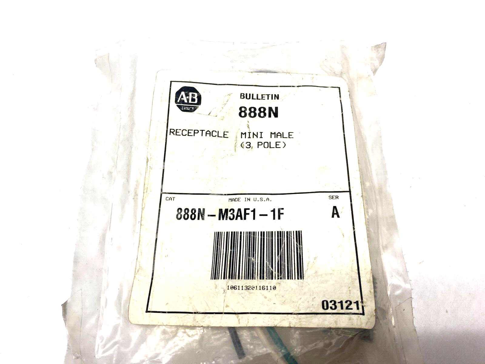 Allen Bradley 888N-M3AF1-1F Ser. A Mini-Male Receptacle 3-Pole 600V AC/DC - Maverick Industrial Sales