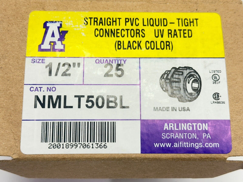 Arlington NMLT50BL Straight PVC Liquid Tight Connector Black 1/2" LOT OF 11 - Maverick Industrial Sales