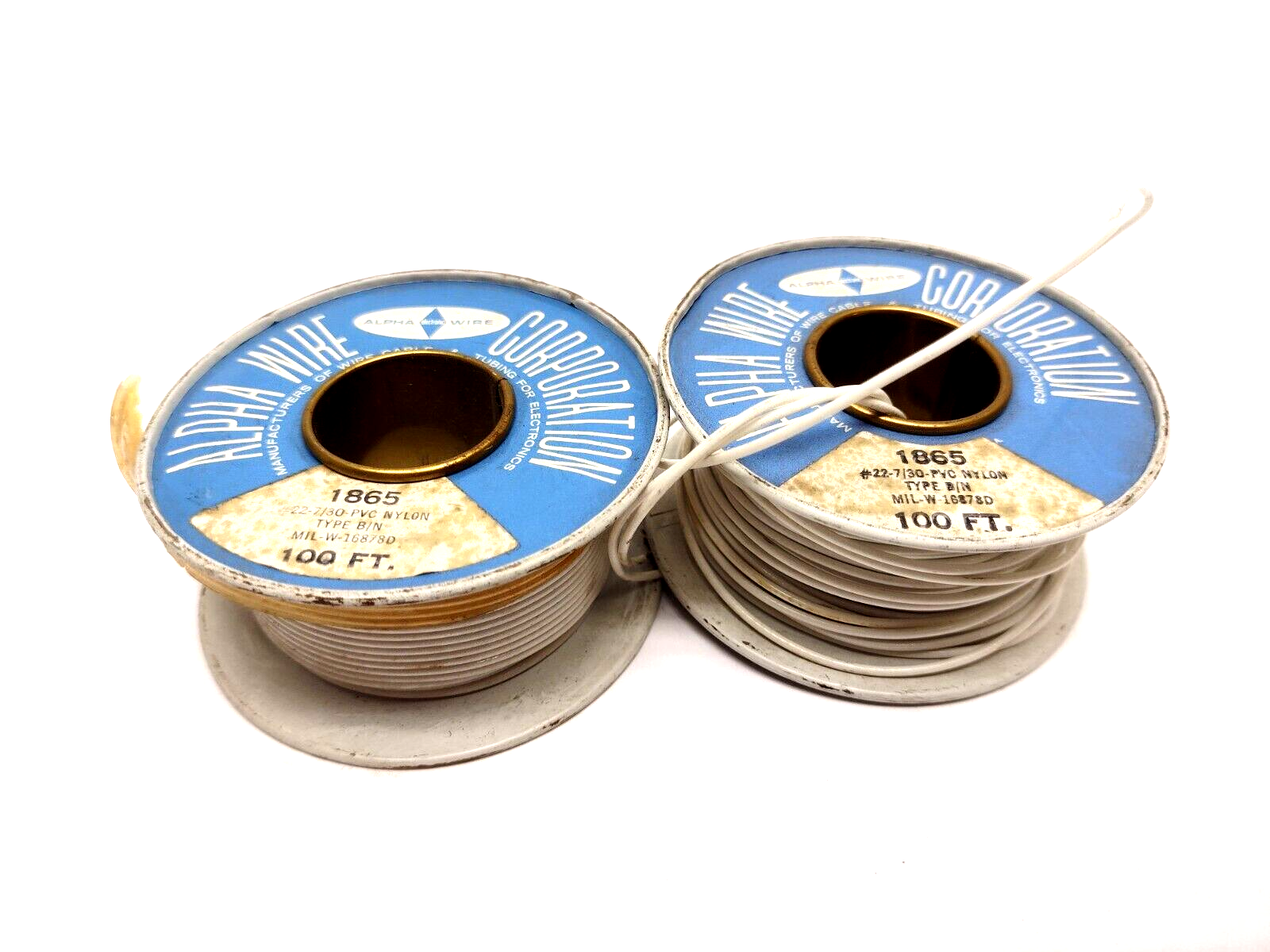 Alpha Wire 1865 22 AWG 7/30 PVC Nylon MIL-W-16878D LOT OF 2 SPOOLS, 11oz Total - Maverick Industrial Sales