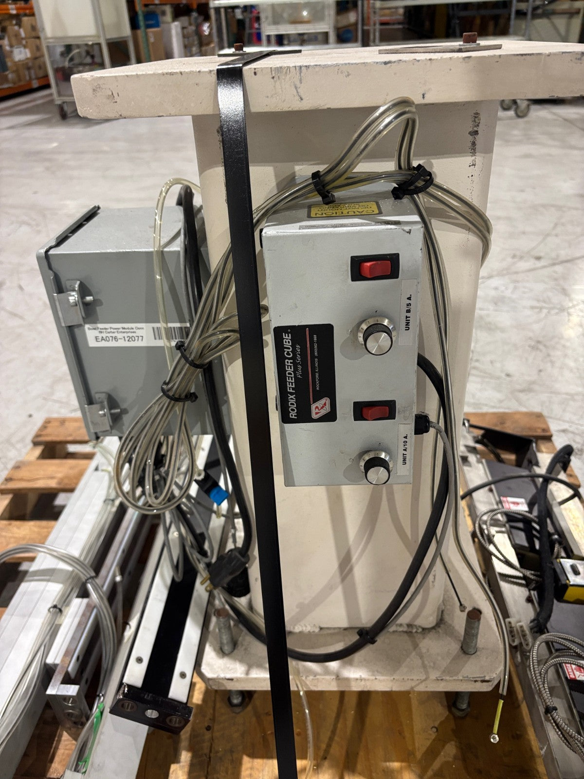 Misc. Lot | Fortville / Carter Inline Vibratory Feeders & Rodix Feeder Cube Plus Control LOT - Used - Maverick Industrial Sales