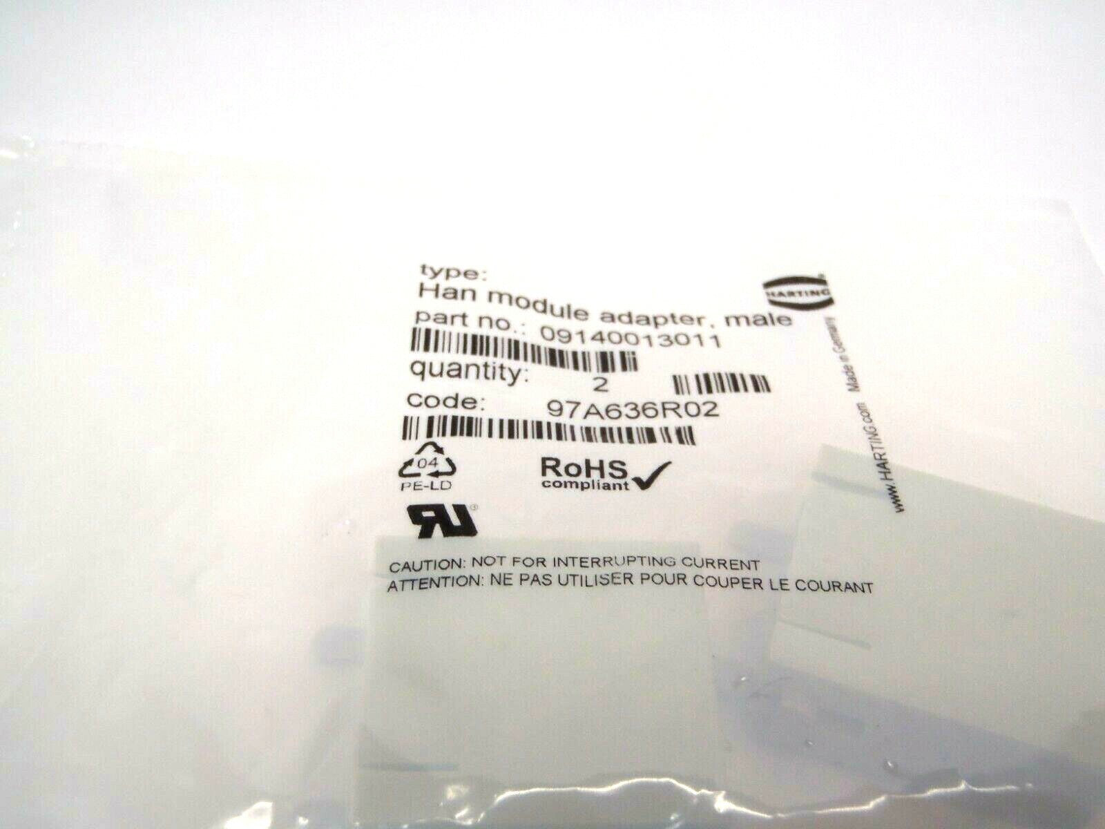 Harting 09140013011 2 Pack Han Module Adapter Male - Maverick Industrial Sales