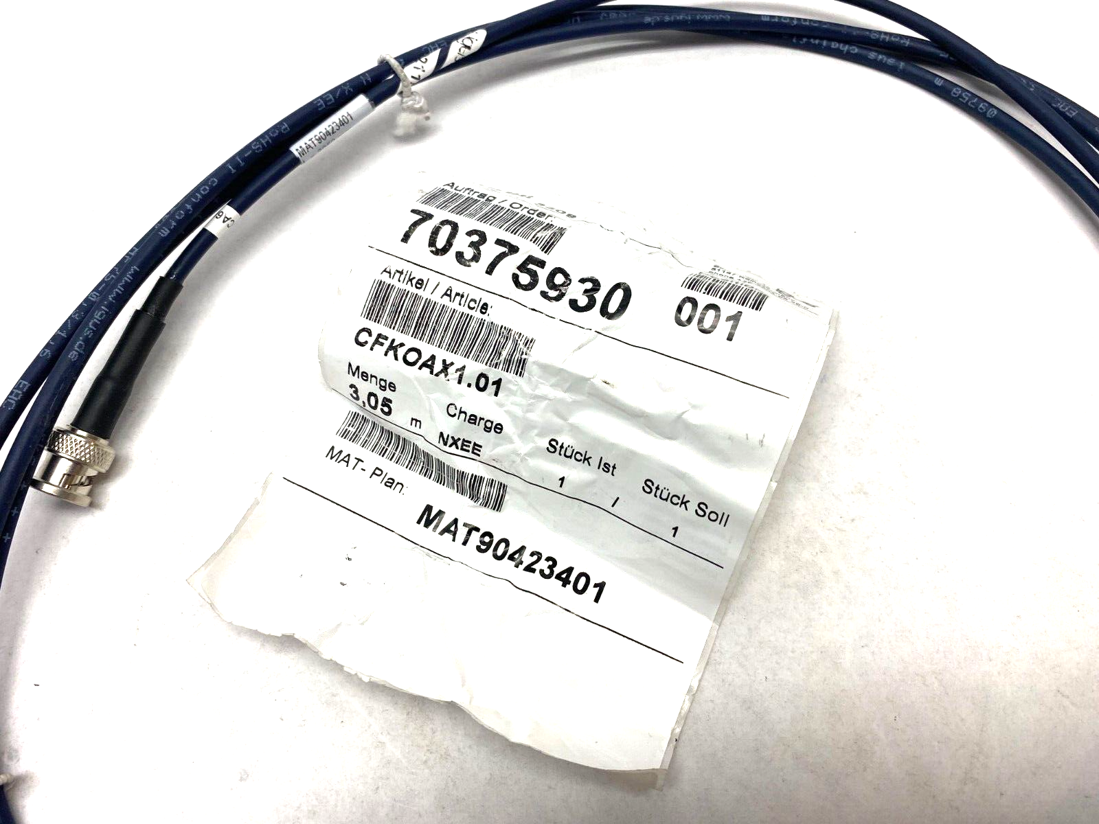 Igus CFKOAX1.01 Chainflex CFKoax Coaxial Cable 3.05m Length - Maverick Industrial Sales