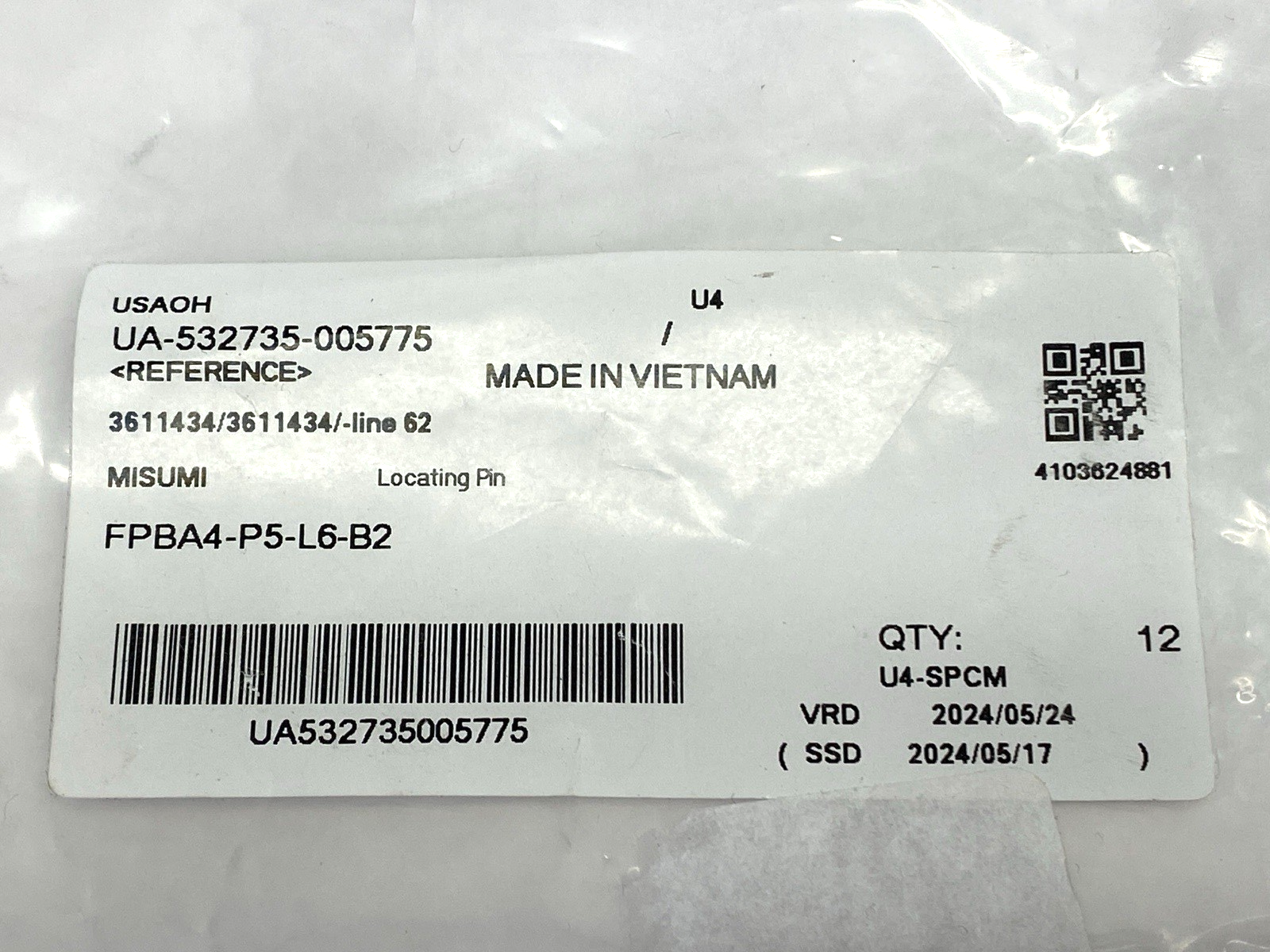 FPBA4-P5-L6-B2 | Misumi Locating Pin LOT OF 10 - New - Maverick Industrial Sales