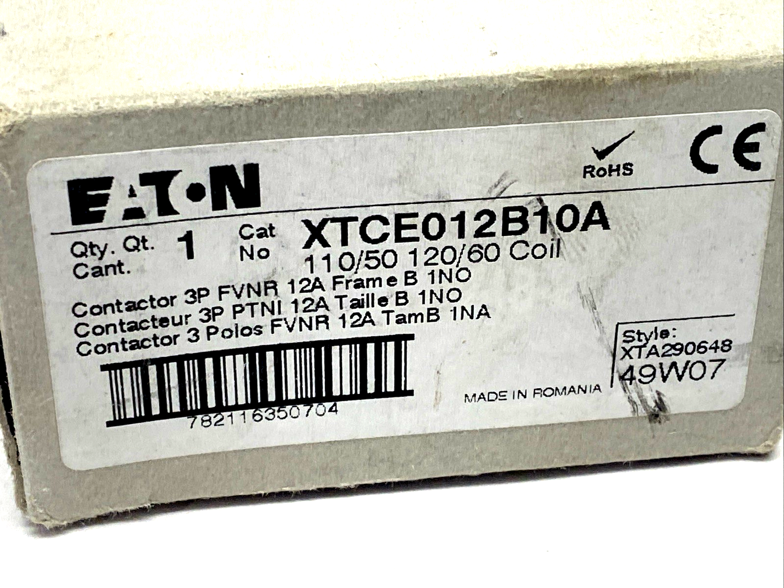 Eaton XTCE012B10A IEC Contactor 3P 12A 120VAC 1NO - Maverick Industrial Sales