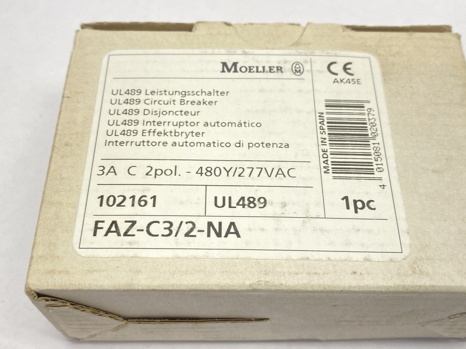 Moeller FAZ-C3/2-NA Circuit Breaker 2-Pole 3A 480Y/277VAC 102161 - Maverick Industrial Sales