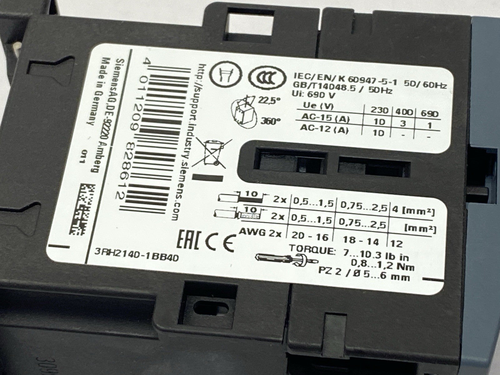 Siemens 3RH2140-1BB40 Contactor Relay 4 NO 10A 230V 24VDC - Maverick Industrial Sales