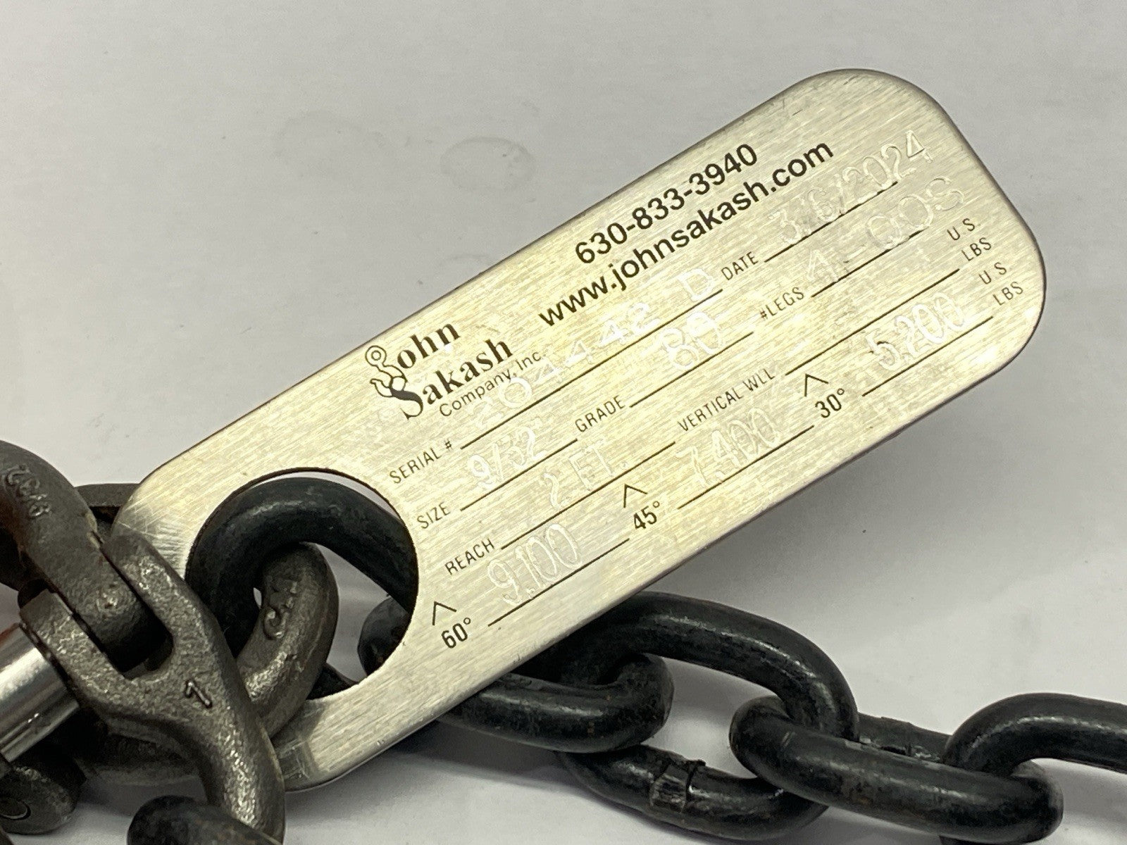 John Sakash 4-Leg Chain Sling 9/32 Hooks 4-QOS Grade 80 - Maverick Industrial Sales