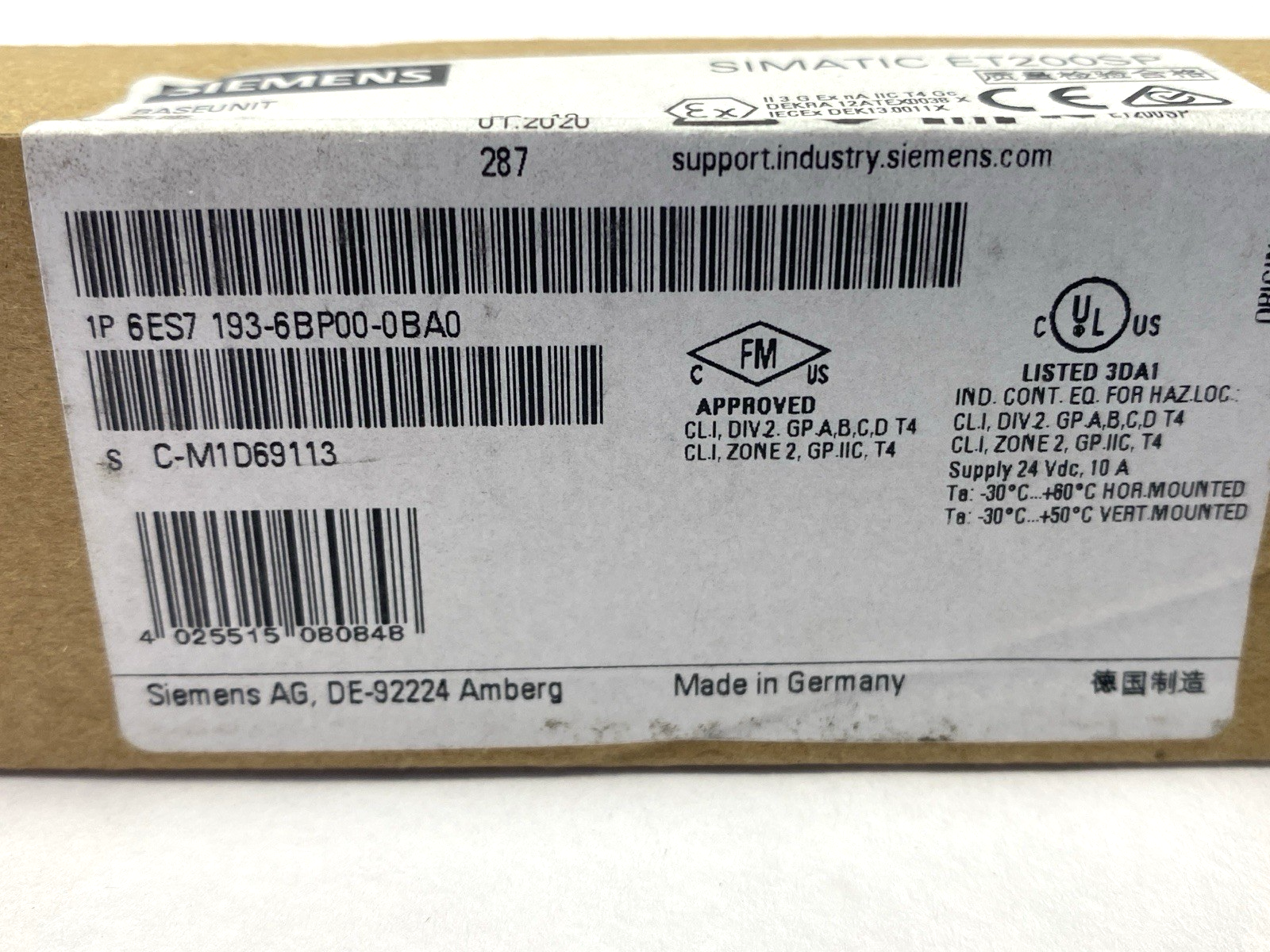 Siemens 6ES7 193-6BP00-0BA0 SIMATIC ET200SP Base Unit BU Type A0 - Maverick Industrial Sales